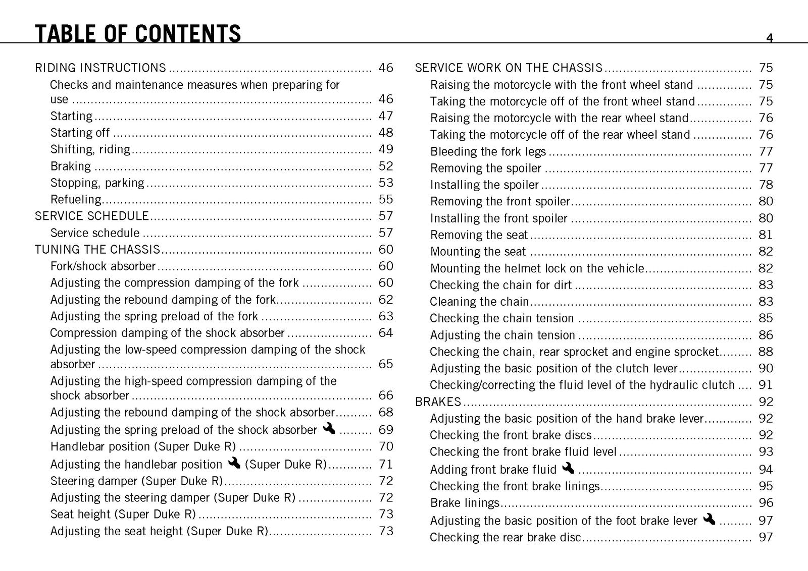 KTM 990 Super Duke Owners Manual 2011 - STEEL WIRE BOUND - PROTECTIVE COVERS