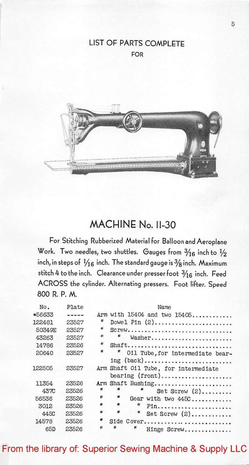 SINGER 11-30 Sewing Machine Parts List Manual 1940 - WIRE BOUND - TOUGH COVERS