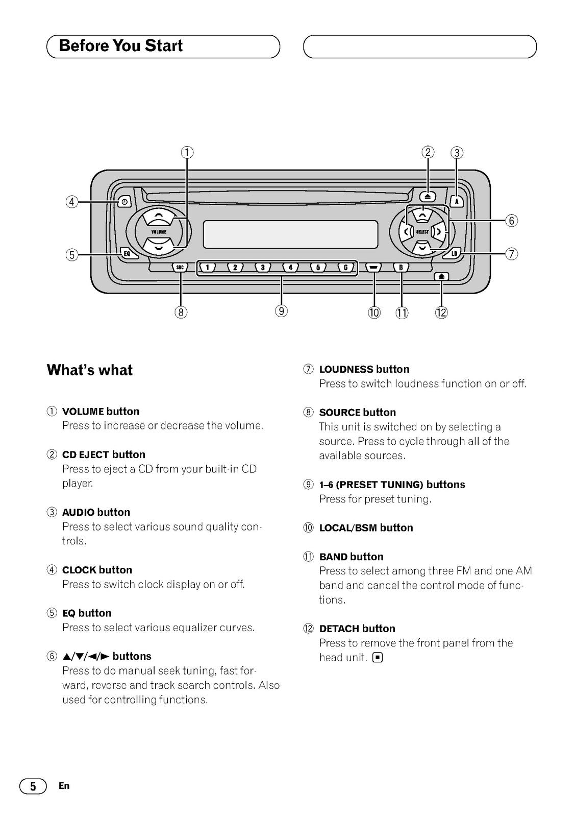 PIONEER DEH-1400 DEH-14 CD Player FM AM Tuner Operation Manual - WIRE BOUND