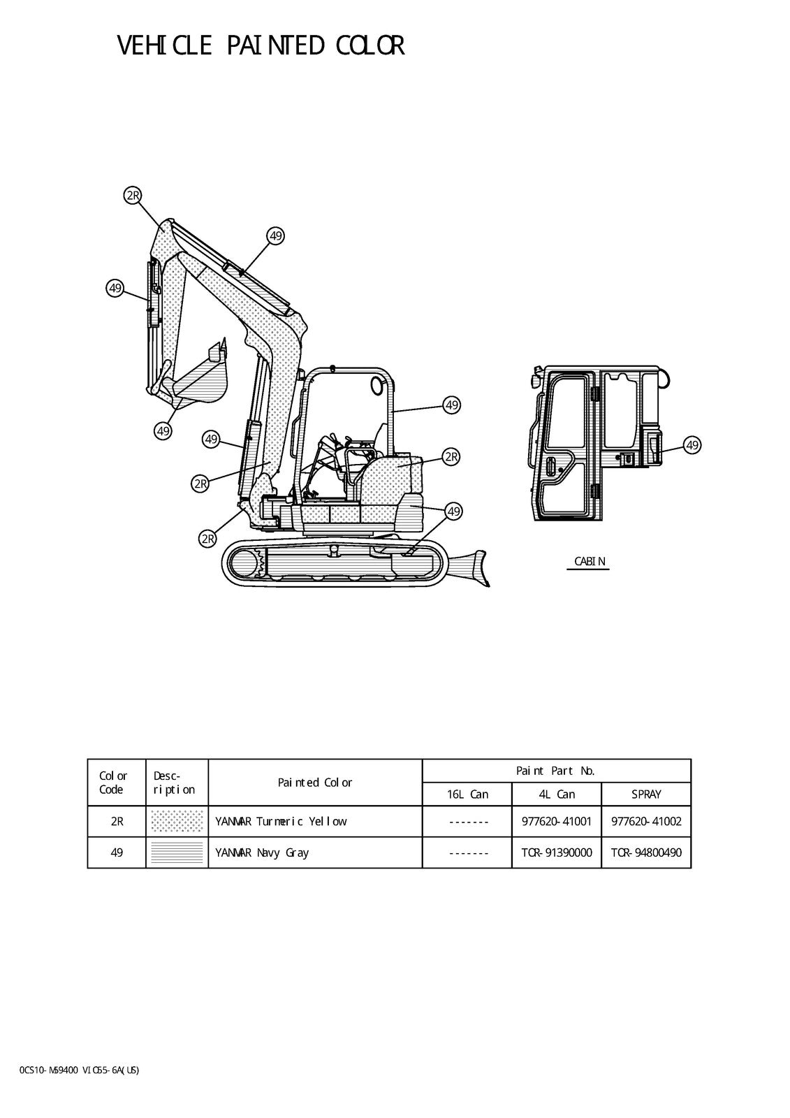 YANMAR ViO55-6A Excavator Parts Catalog Manual 2020 - WIRE BOUND - TOUGH COVERS