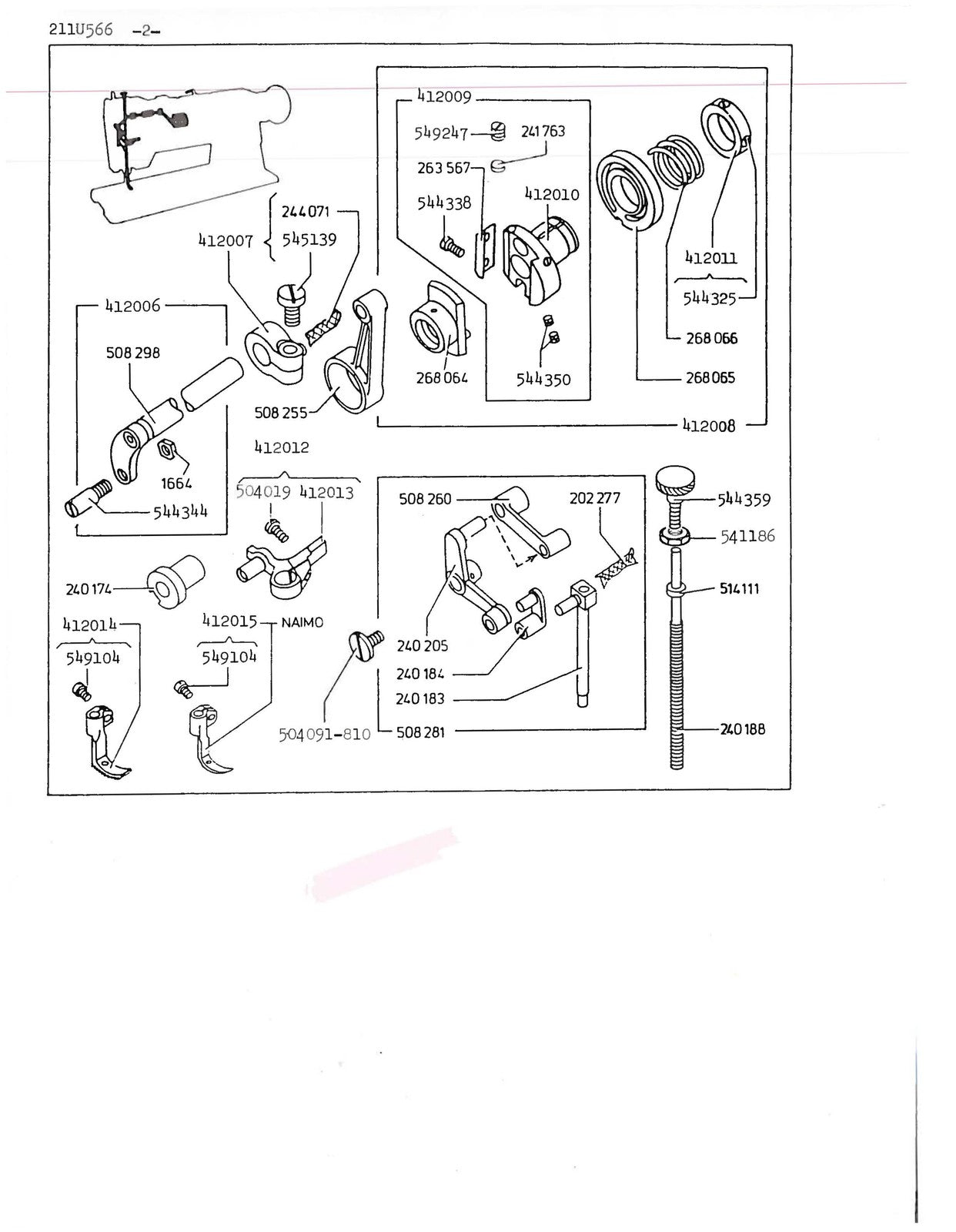 SINGER 211U566 211U157 165 166 Illustrated Parts List Manual 1981 - WIRE BOUND