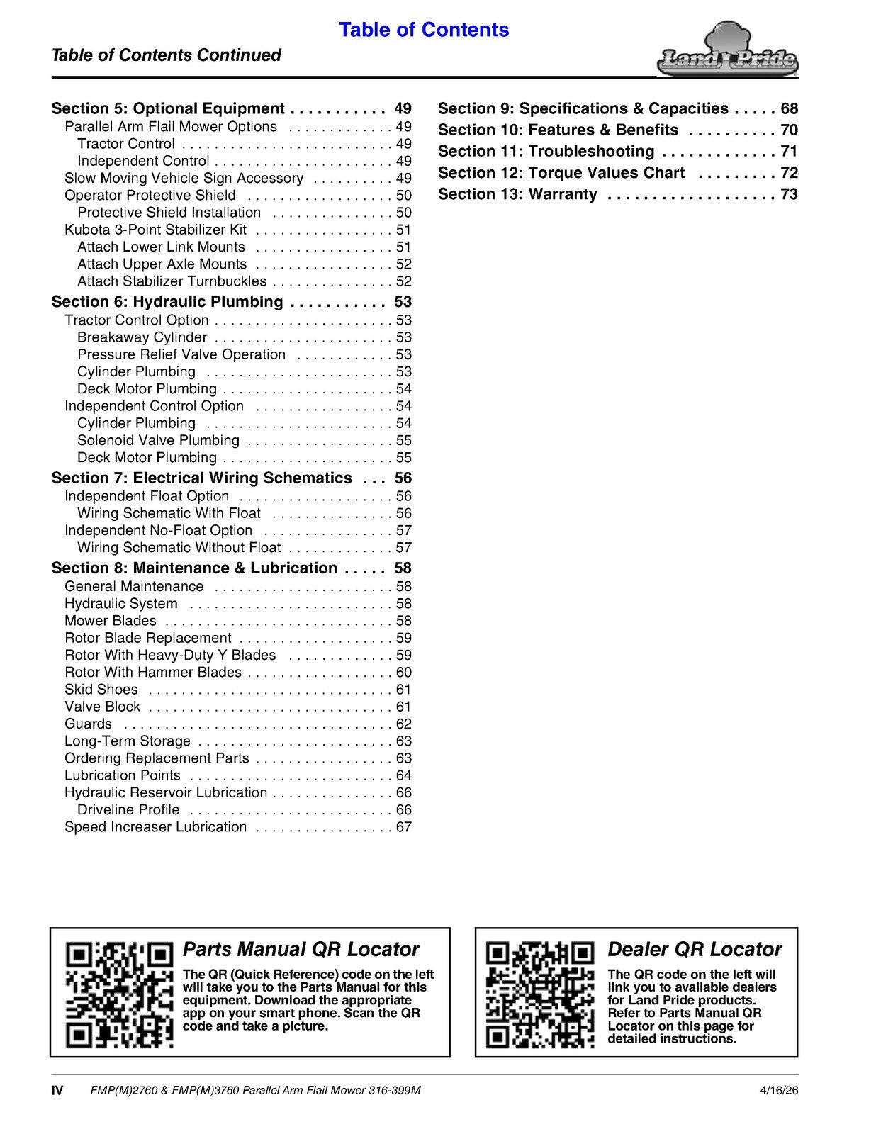 LAND PRIDE FMP27 FMP37 Series Flail Mowers Operators Manual - WIRE BOUND