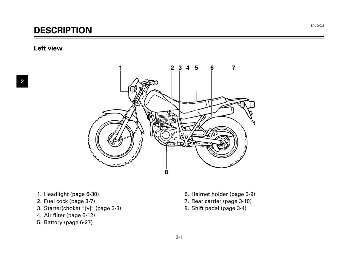 YAMAHA TW200 Owners Manual - STEEL WIRE BOUND - PROTECTIVE COVERS