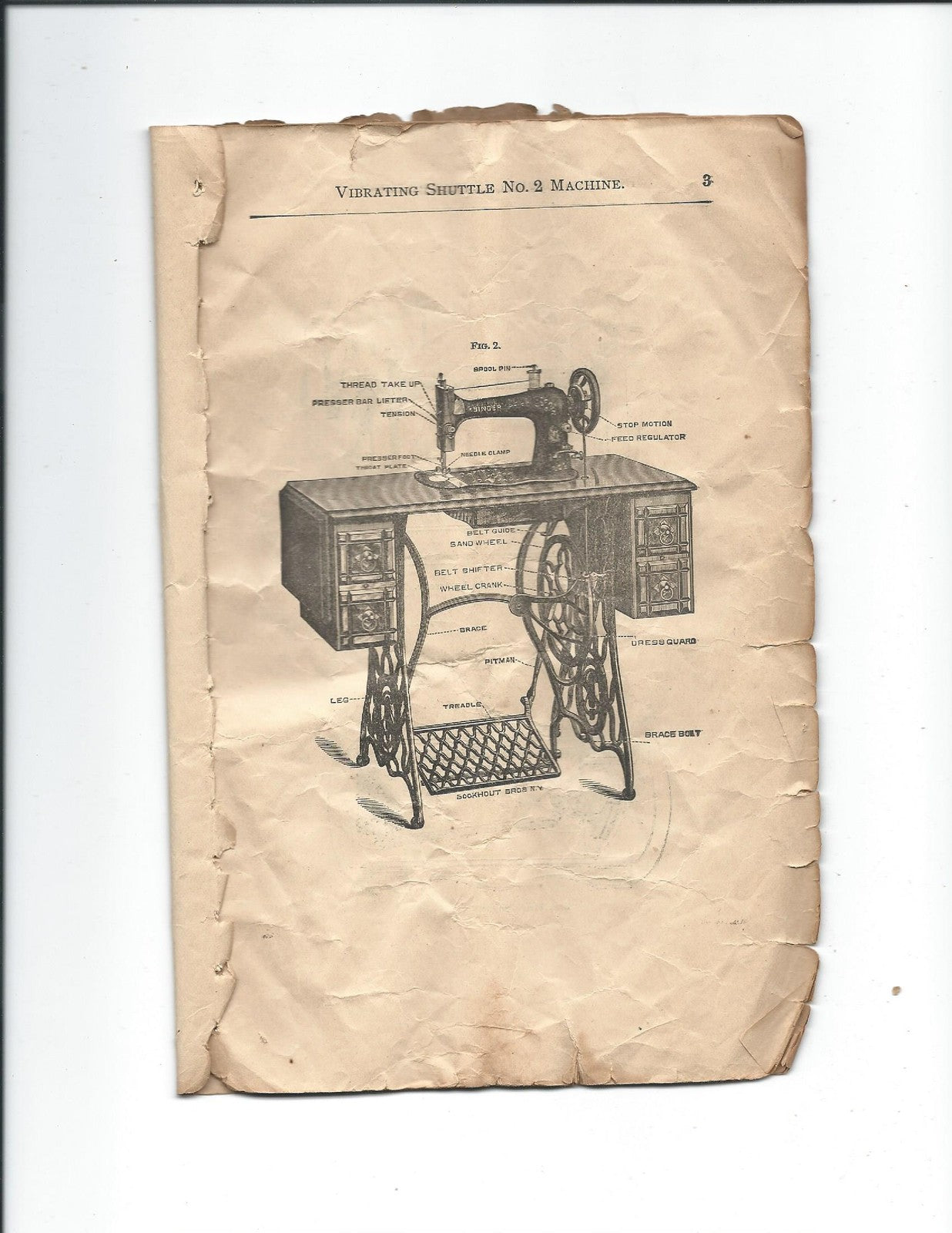 SINGER Vibrating Shuttle No 2 Sewing Machine Instructions Manual 1891 - BOUND