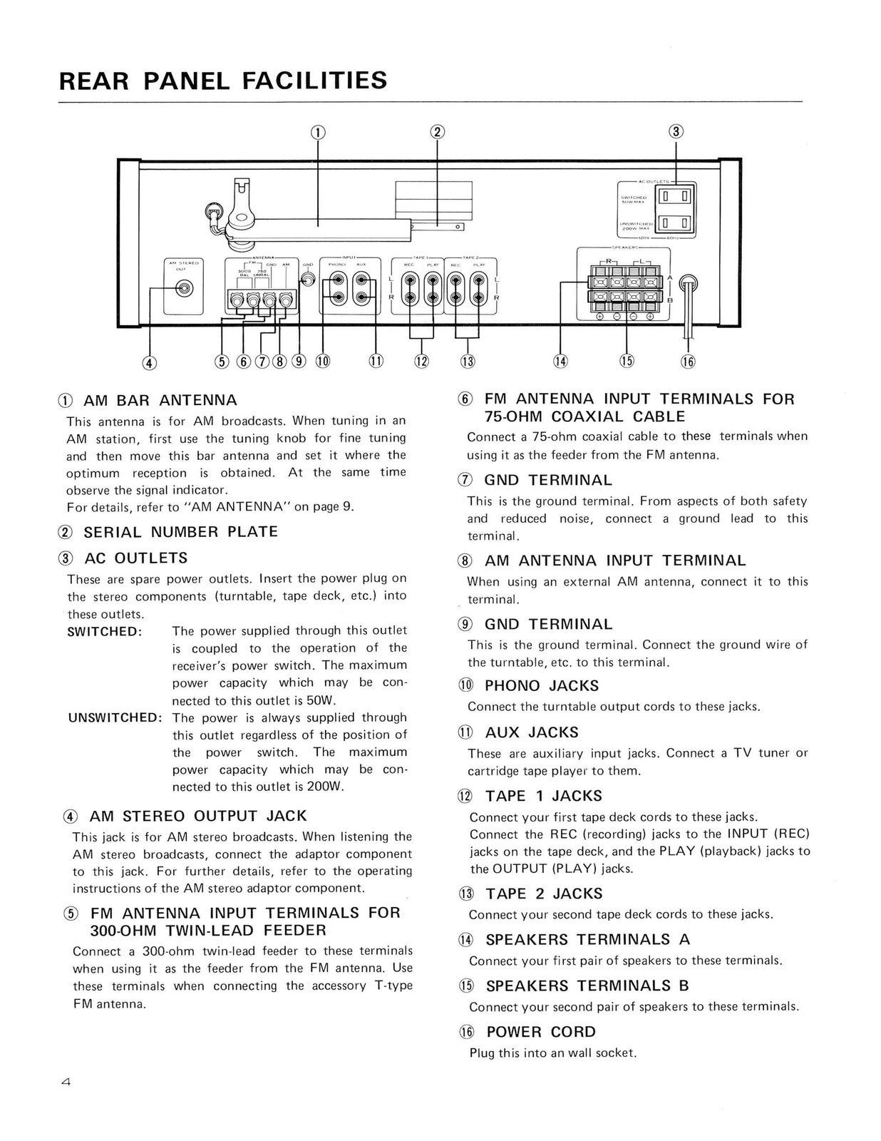 PIONEER SX-3700 Stereo Receiver Operating Instructions Manual - WIRE BOUND