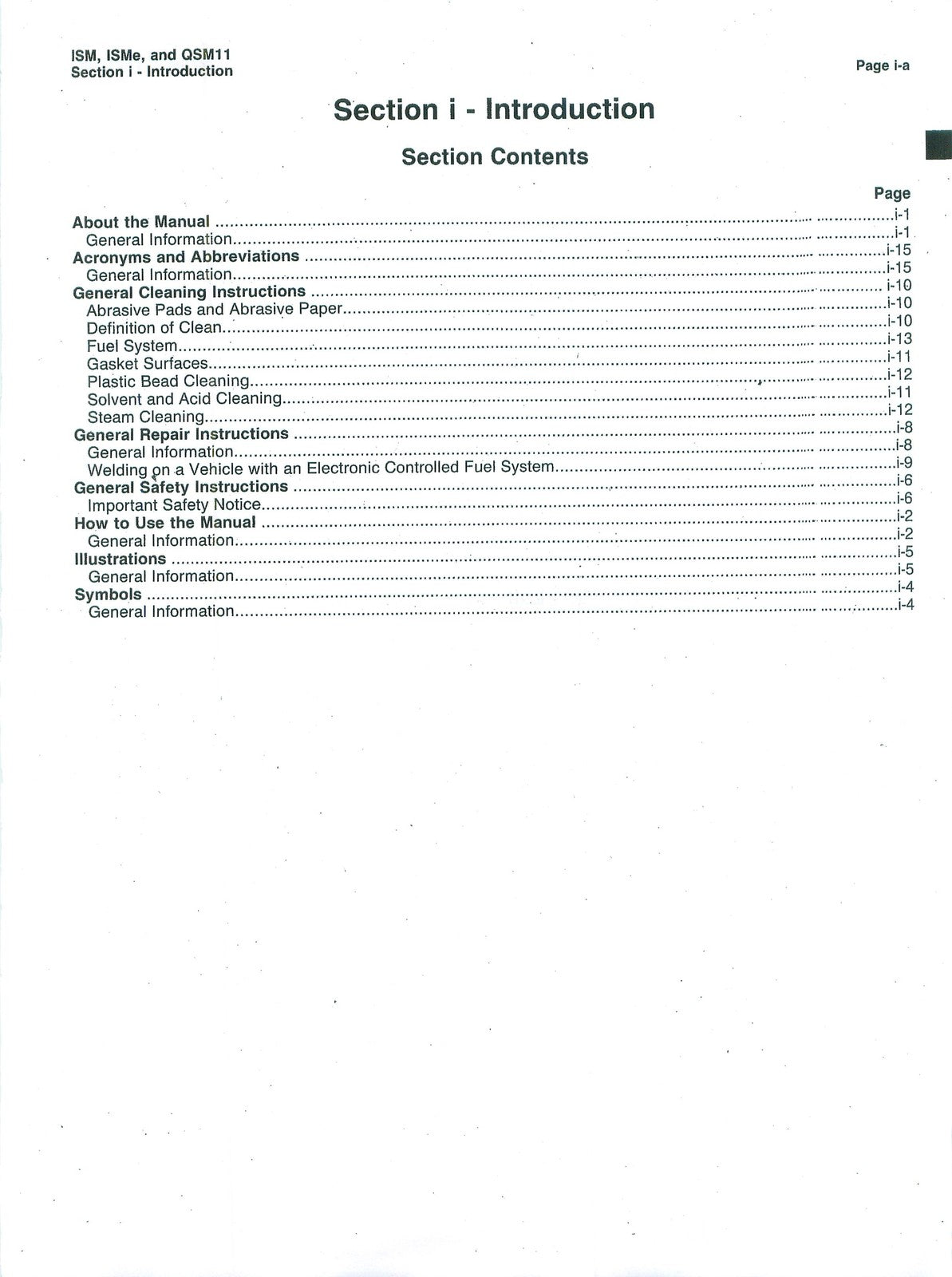 CUMMINS ISM ISMe QSM11 Engine Service Manual Vol 1 2011 - WIRE BOUND - COVERS