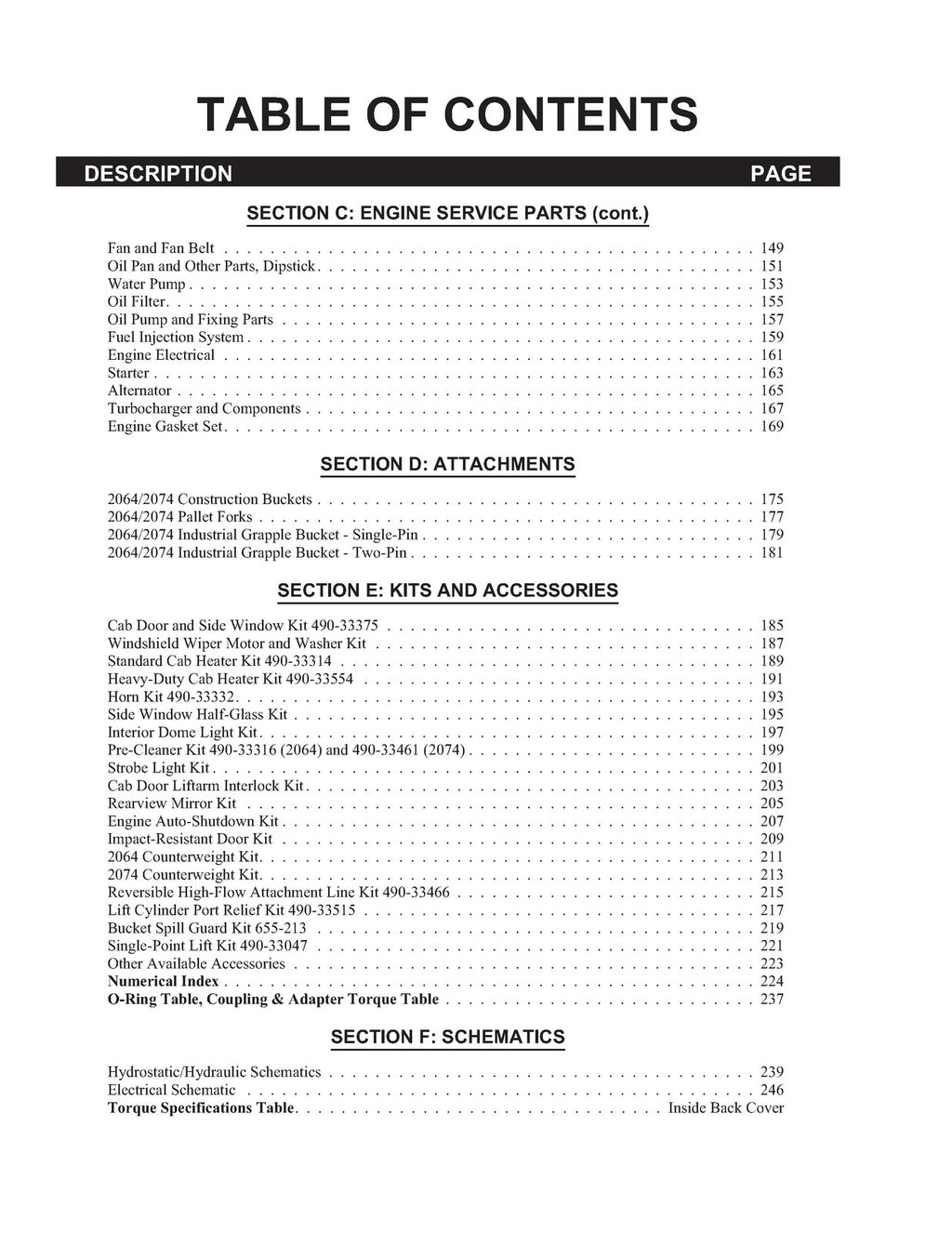 MUSTANG SKID STEER 2064 2074 PARTS MANUAL - STEEL WIRE BOUND - PROTECTIVE COVERS