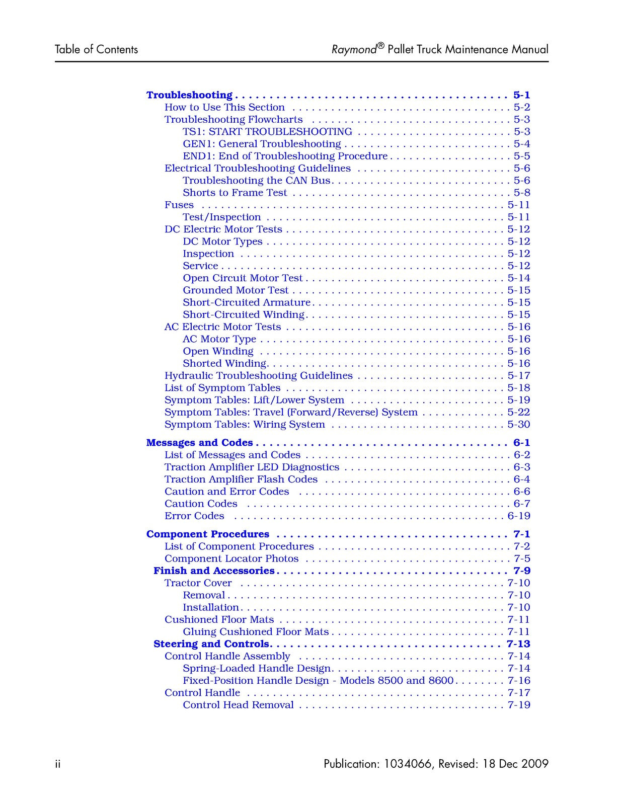 RAYMOND 8300 8400 8500 8600 Pallet Truck Maintenance Manual 2009, FOLDOUTS