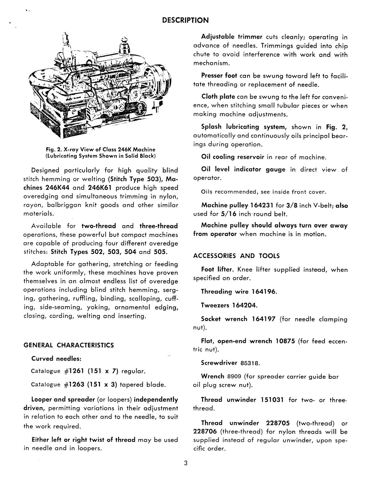 SINGER 246K44 246K61 Sewing Machine Service Manual - WIRE BOUND - TOUGH COVERS