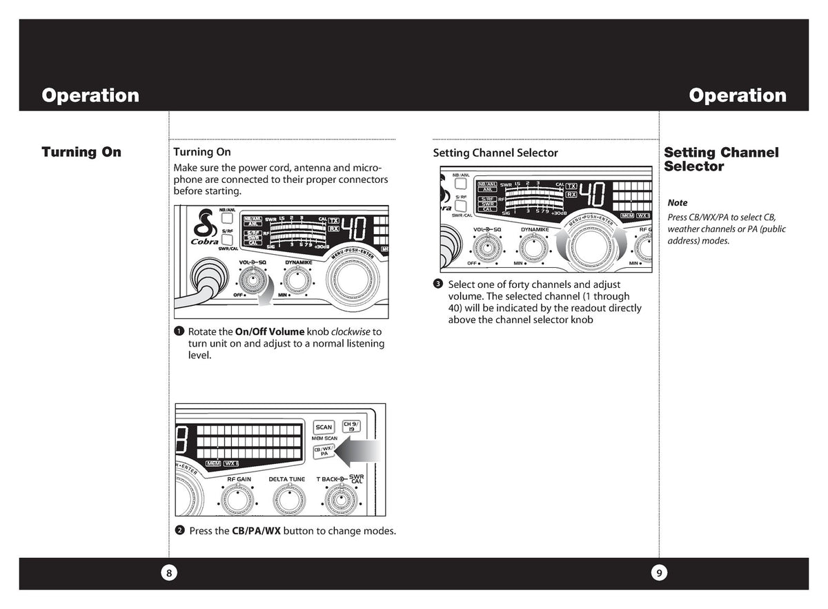 COBRA 29 LX CHR LE CB Radio Owners Manual - STEEL WIRE BOUND - PROTECTIVE COVERS