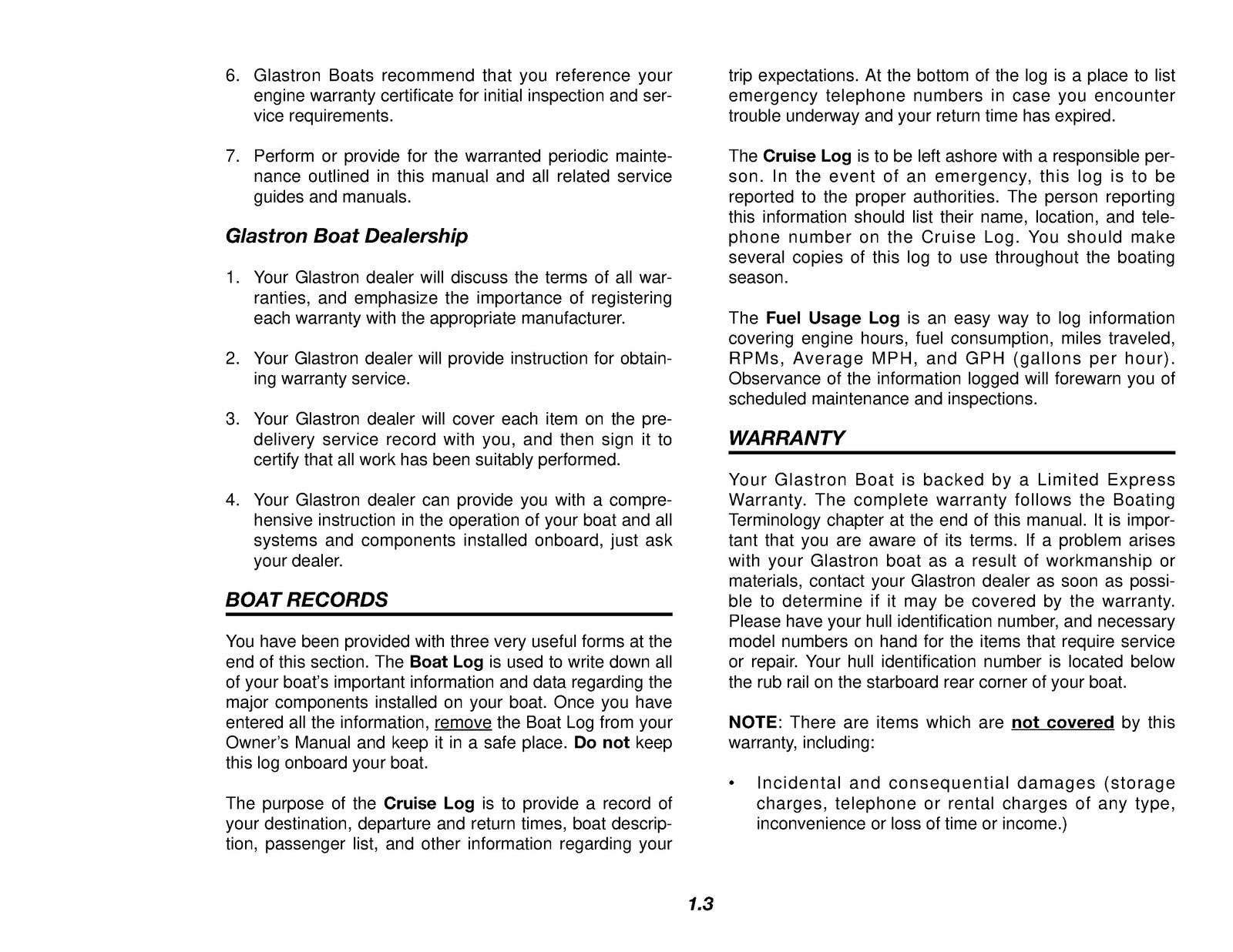 GLASTRON 2003 Boat Owners And Operators Manual - STEEL WIRE BOUND - TOUGH COVERS