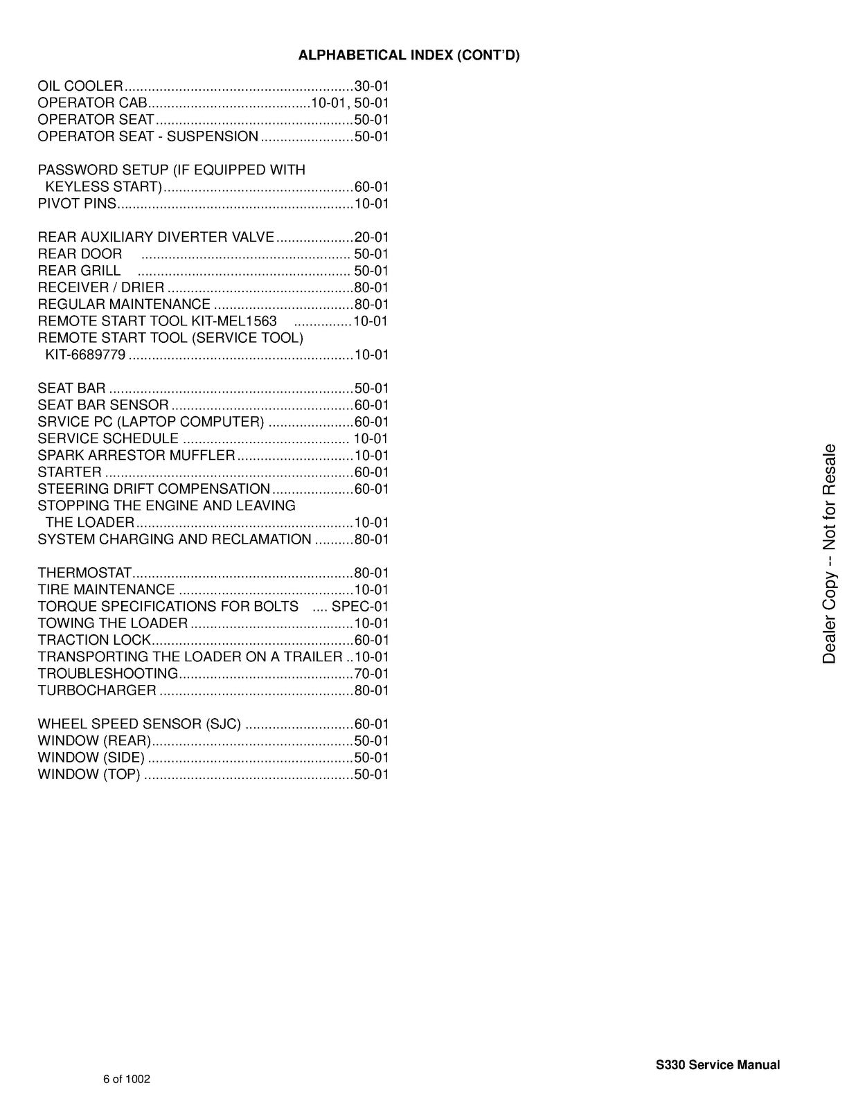 BOBCAT S330 Skid Steer Loader Service Manual 2009 SN A02011001 Up, FOLDOUTS