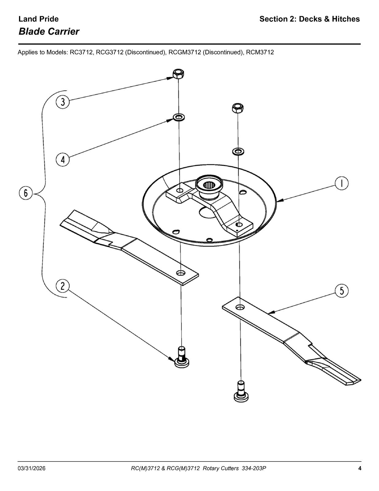 LAND PRIDE RC3712 RCM3712 Rotary Cutters Parts Manual 2026 - WIRE BOUND - COVERS