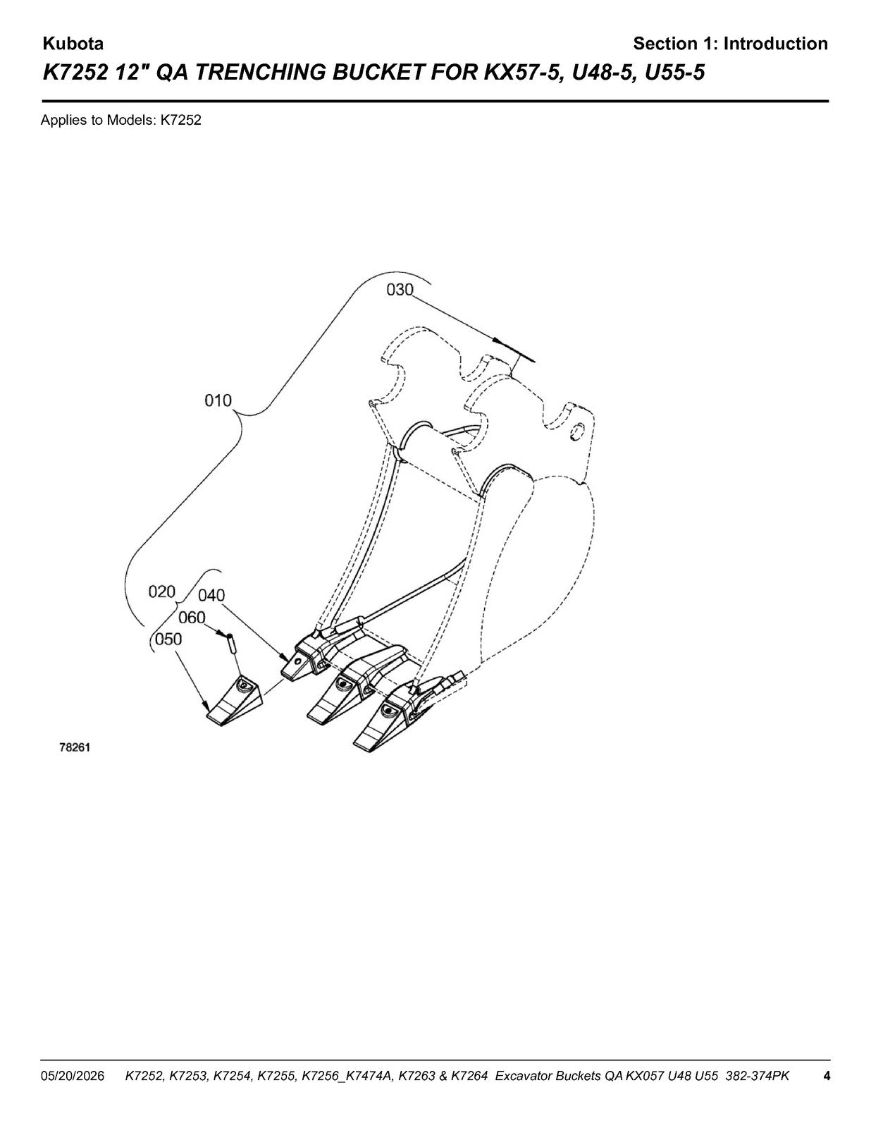 LAND PRIDE K72XX U48 K-series Excavator Buckets Parts Manual 2026 - WIRE BOUND