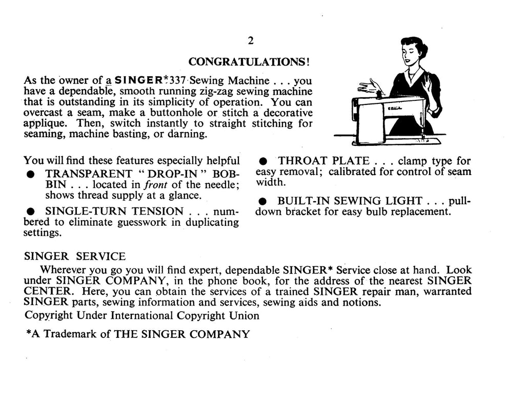 SINGER 337 SEWINGING MACHINE MANUAL - WIRE BOUND - TOUGH COVERS