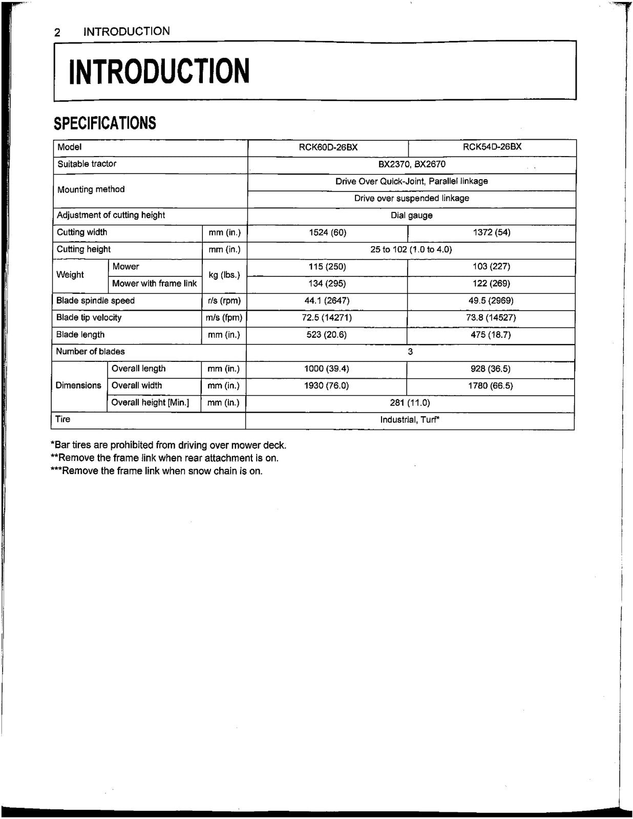 KUBOTA RCK60D-26BX Drive-Over Deck Manual - STEEL WIRE BOUND - PROTECTIVE COVERS