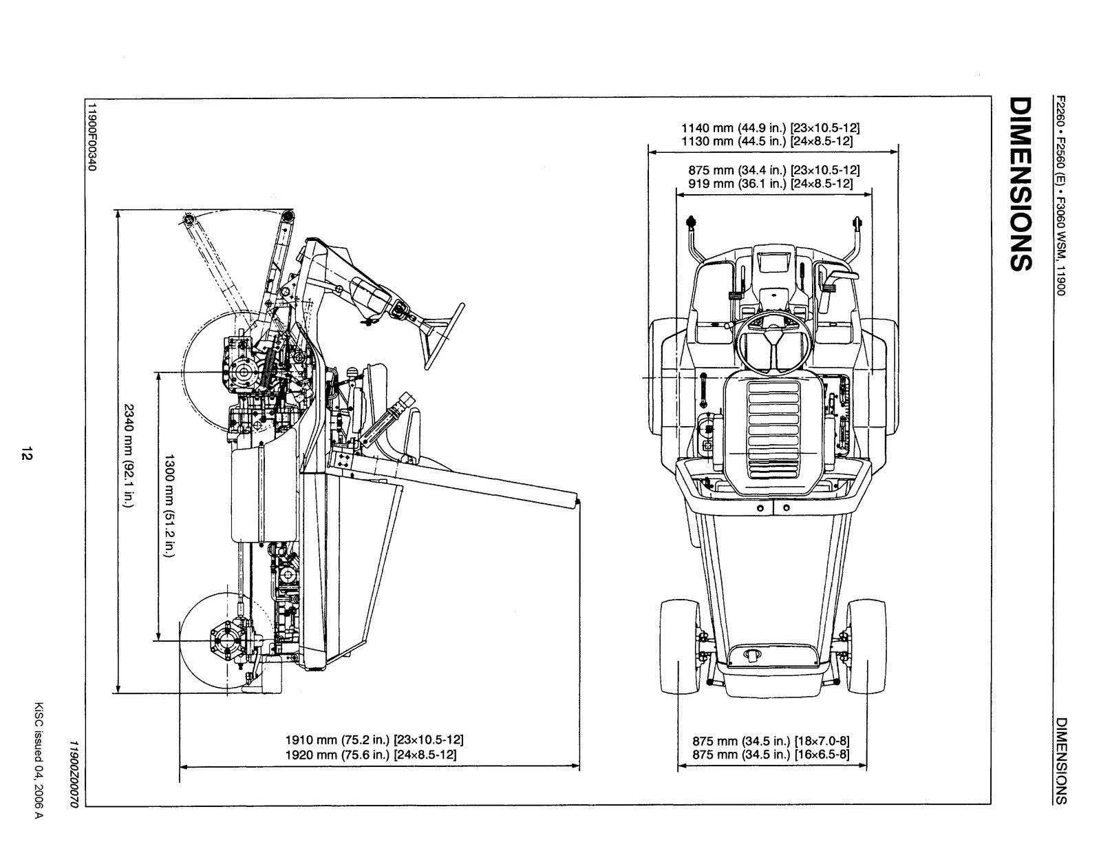 KUBOTA F2260 F2560 F3060 F3560 Front Mount Mower Workshop Manual 2002, FOLDOUTS