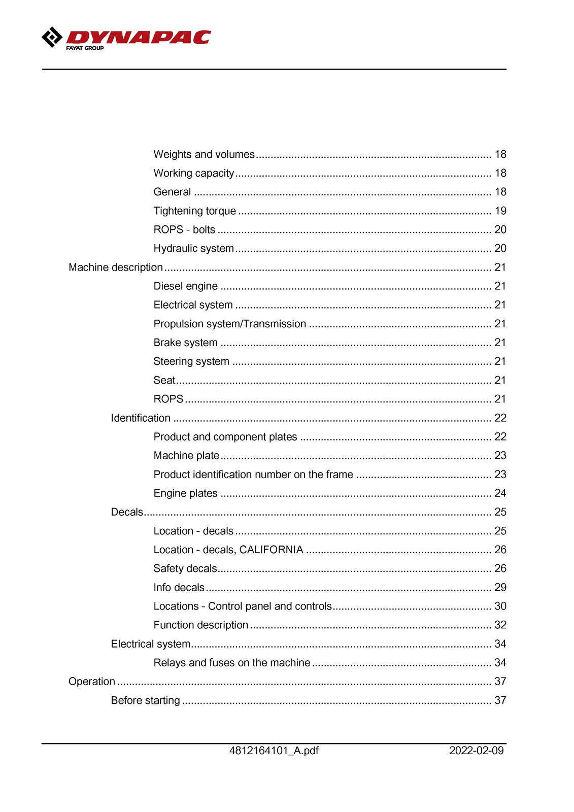 DYNAPAC CC950 Vibratory Roller Operating And Maintenance Manual - WIRE BOUND