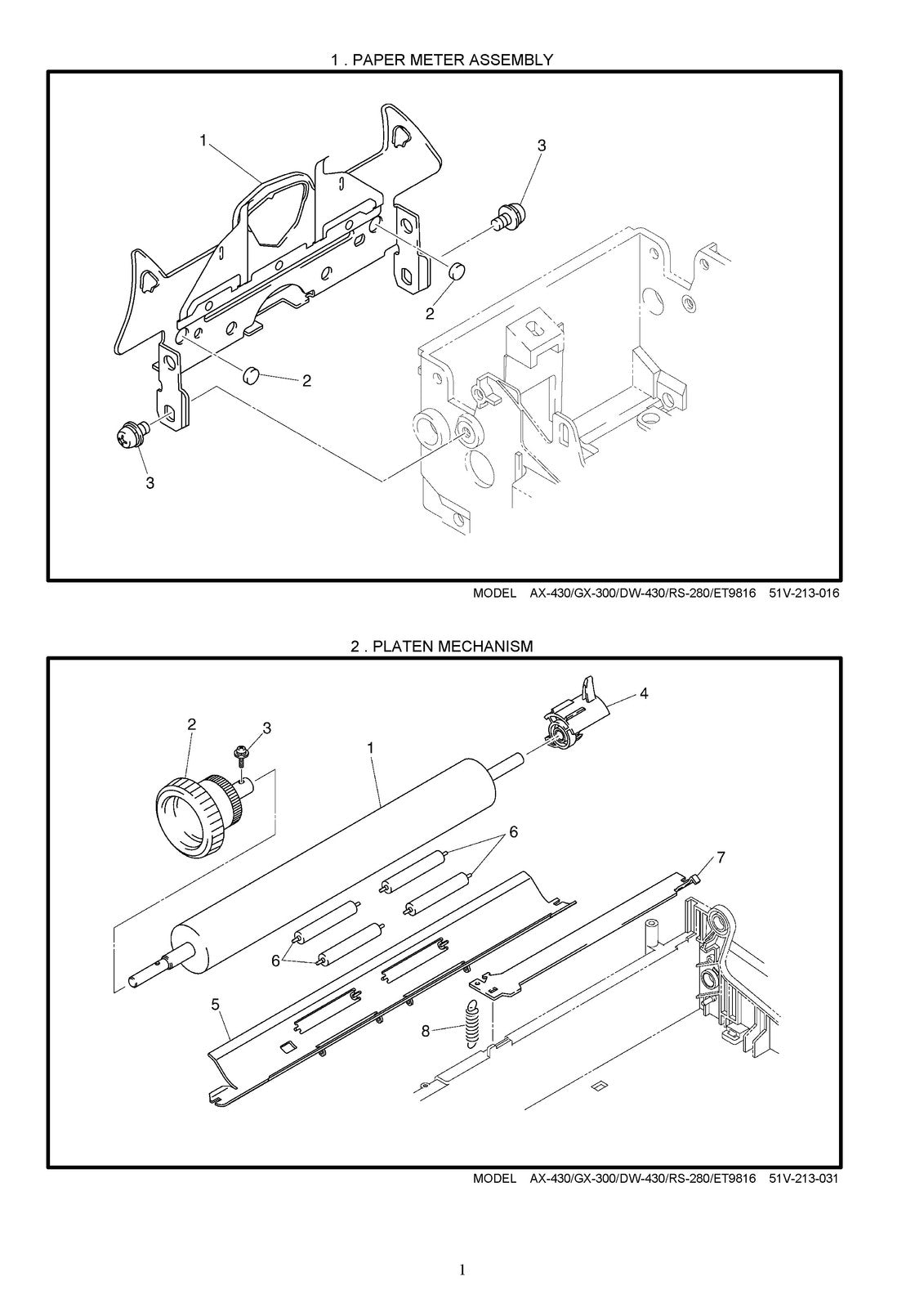 BROTHER AX-430 GX-300 DW-430 RS-280 ET9816 Parts Reference List Manual - BOUND
