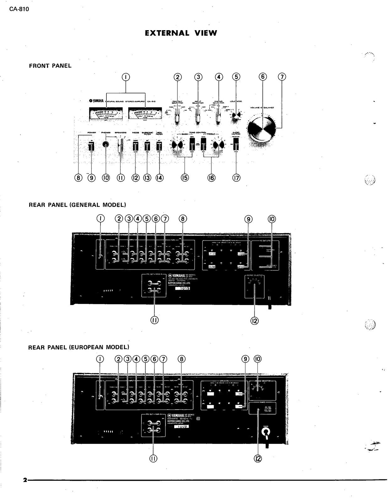 YAMAHA CA-810 Stereo Integrated Amplifier Service Manual, FOLDOUTS