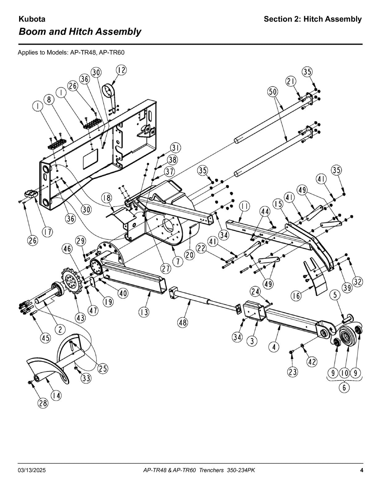 LAND PRIDE TR Series Trenchers Parts Manual 2025 - WIRE BOUND - TOUGH COVERS
