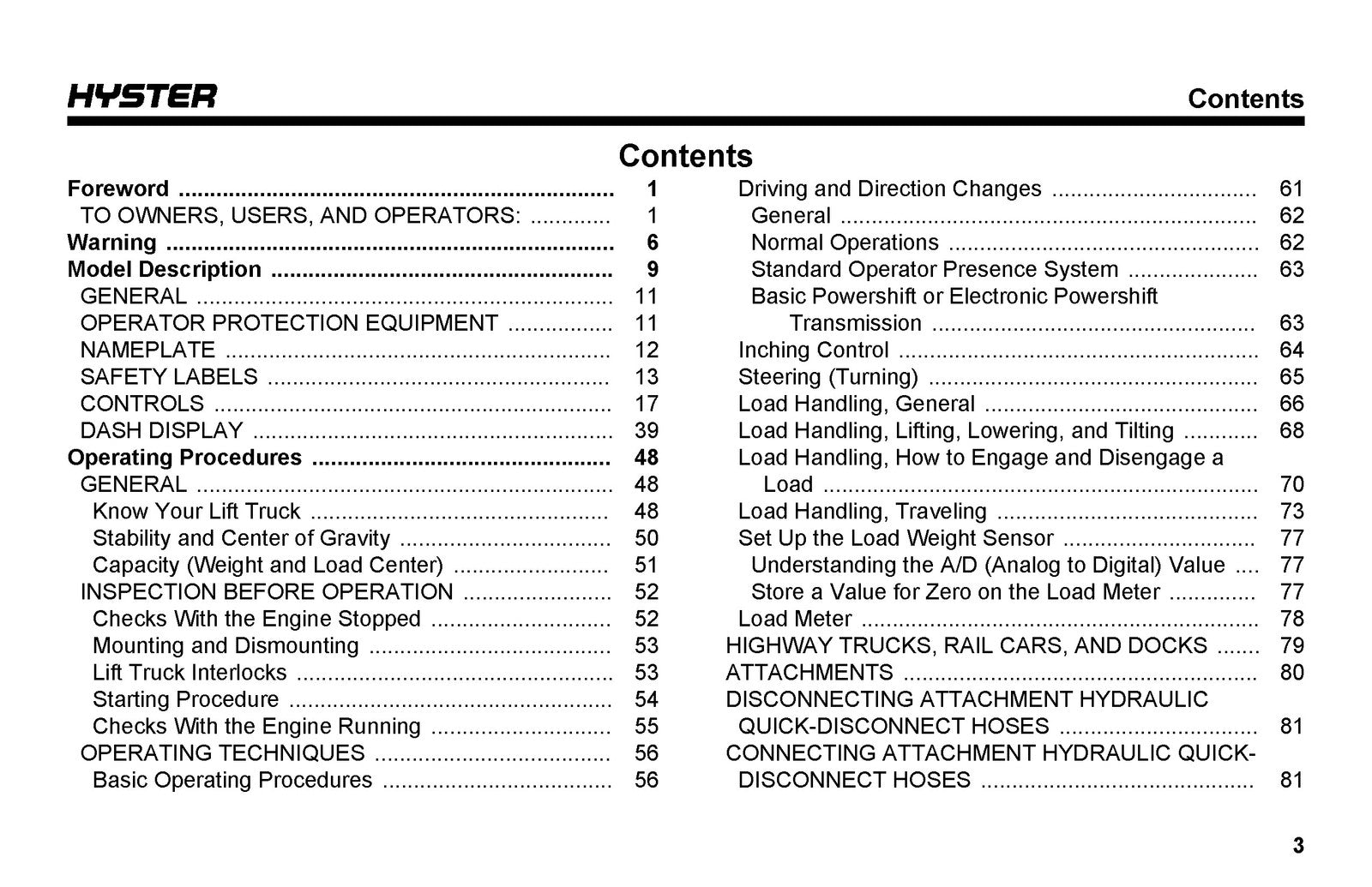 HYSTER H40-60XT A380 Warehouse Forklift Operating Manual 2019 - WIRE BOUND