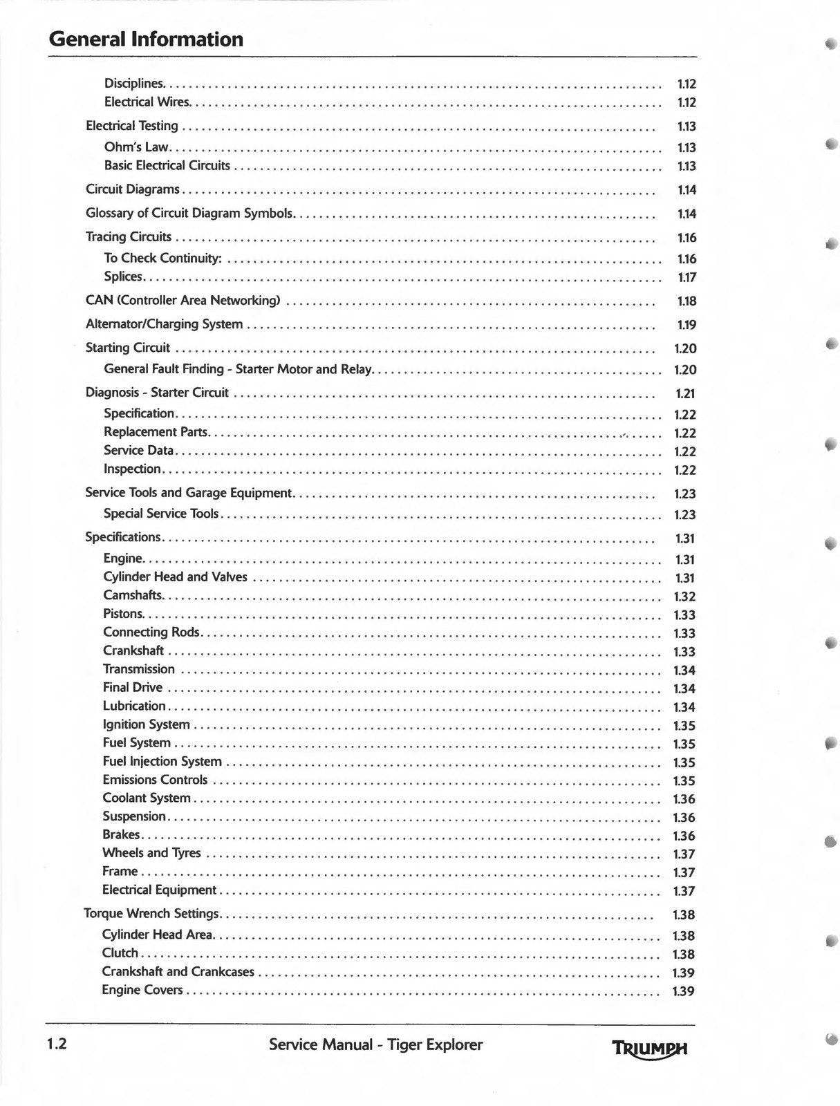 TRIUMPH Tiger Explorer 1200 Motorcycle Service Manual 2012-2015, FOLDOUTS
