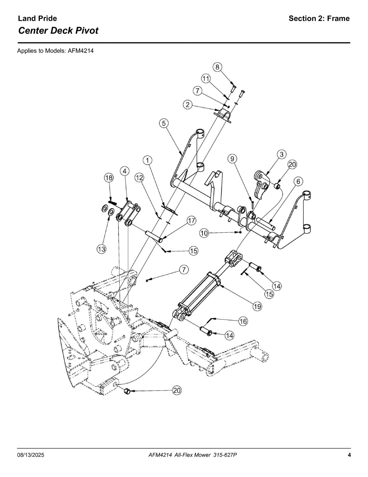 LAND PRIDE AFM4214 All-flex Mowers Parts Manual 2025 - WIRE BOUND - TOUGH COVERS