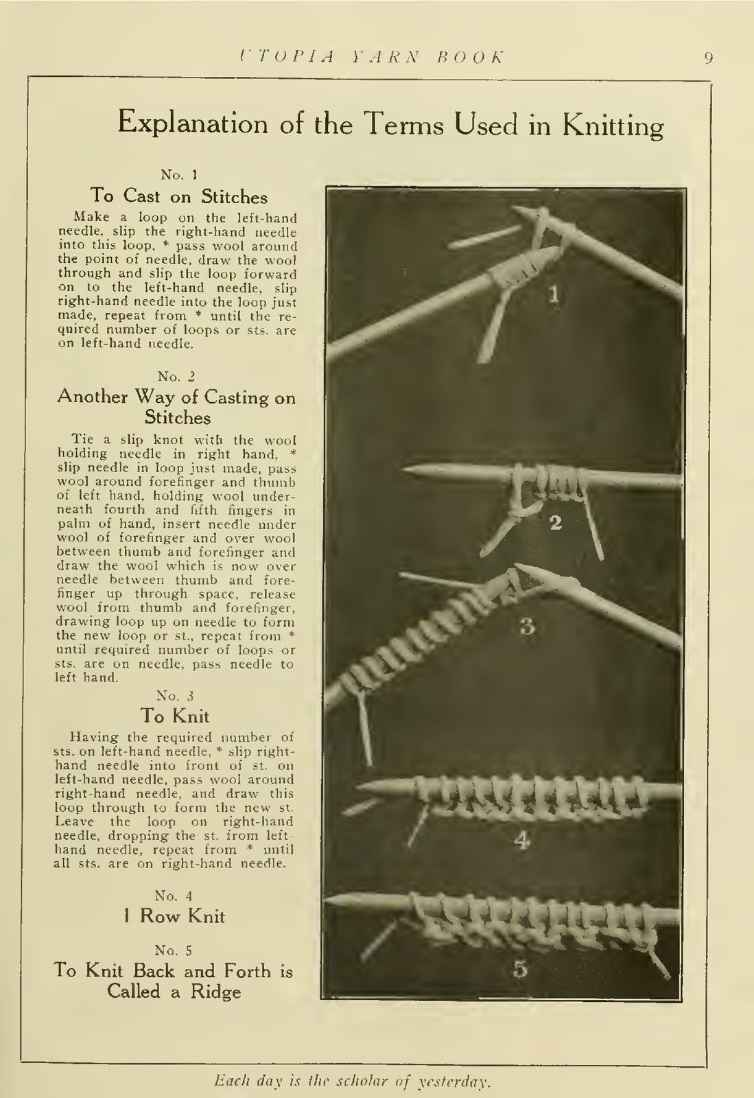 UTOPIA Yarn Book Knitting And Crocheting Manual 1919 - WIRE BOUND - TOUGH COVERS