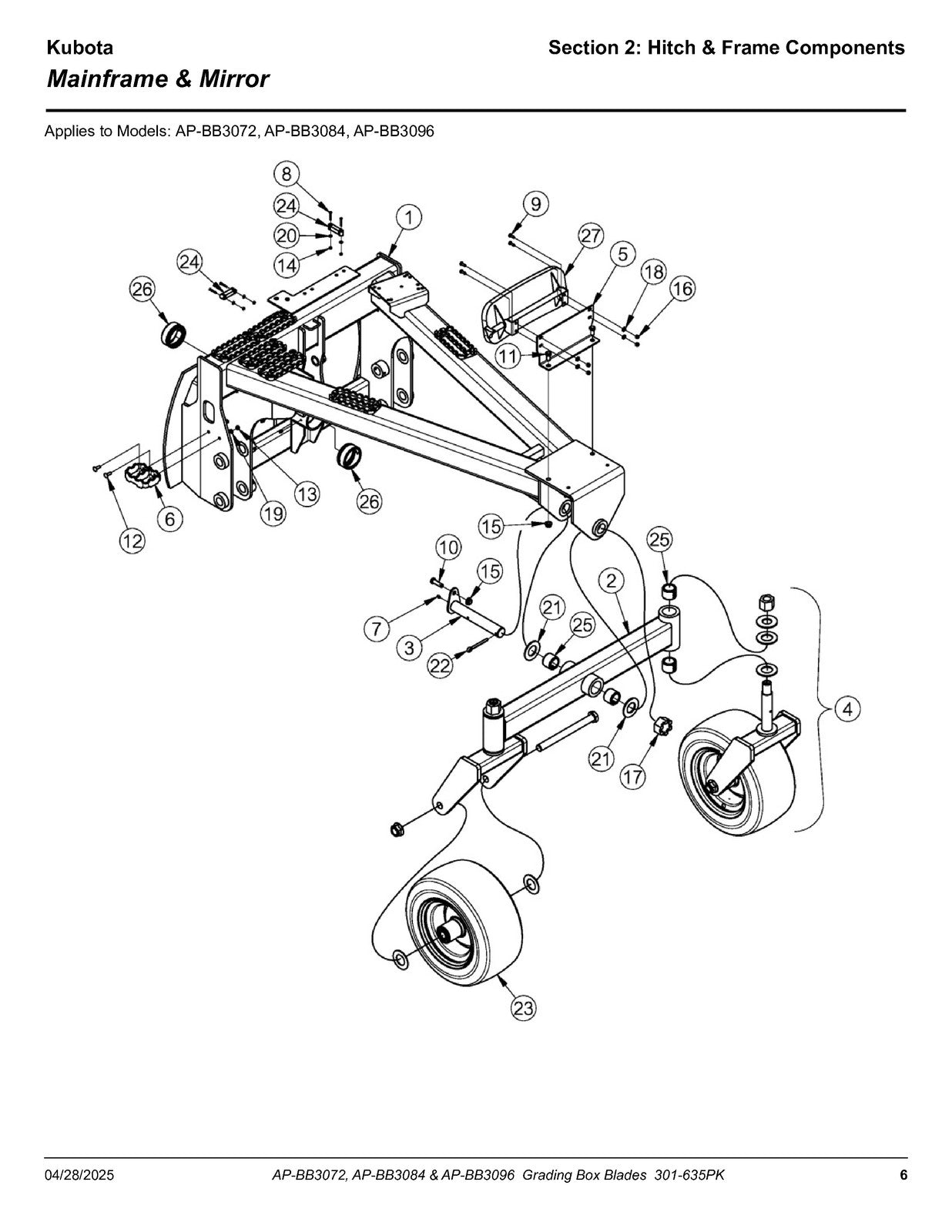 LAND PRIDE BB30 Series Box Blades Parts Manual 2025 - WIRE BOUND - TOUGH COVERS