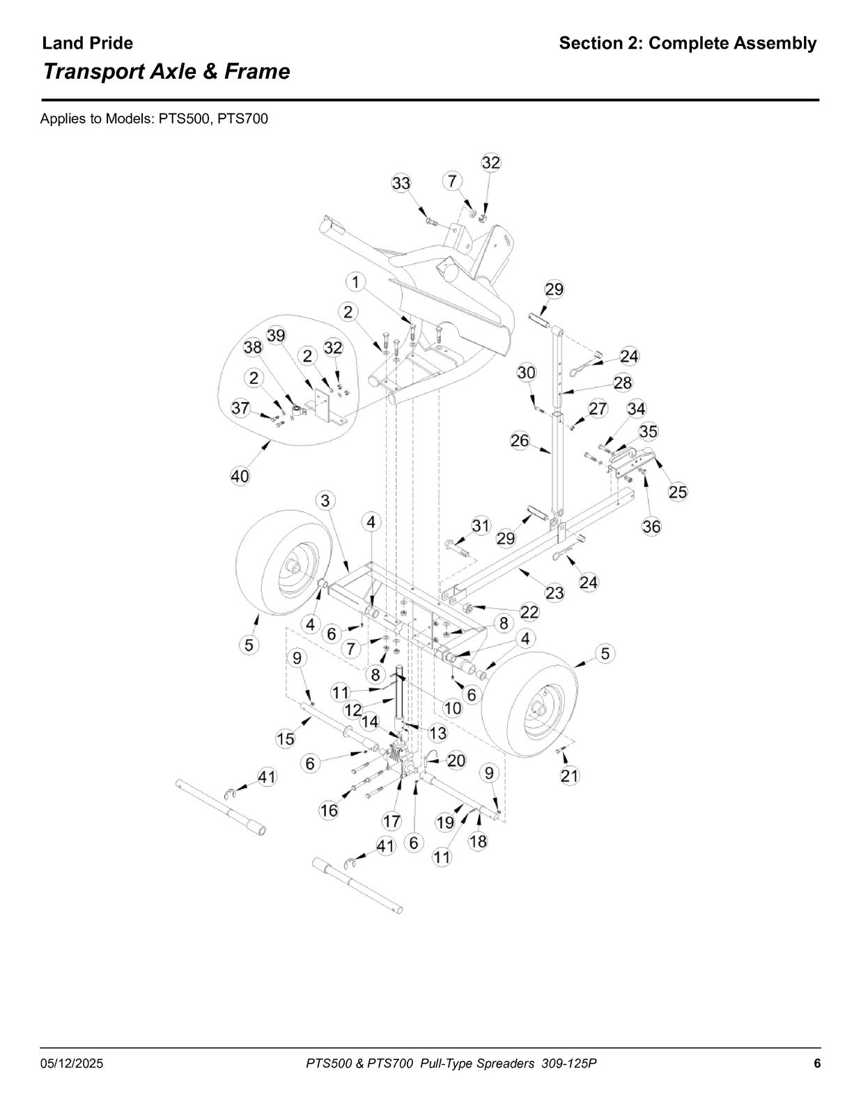 LAND PRIDE PTS Series Pull-type Spreaders Parts Manual 2025 - WIRE BOUND