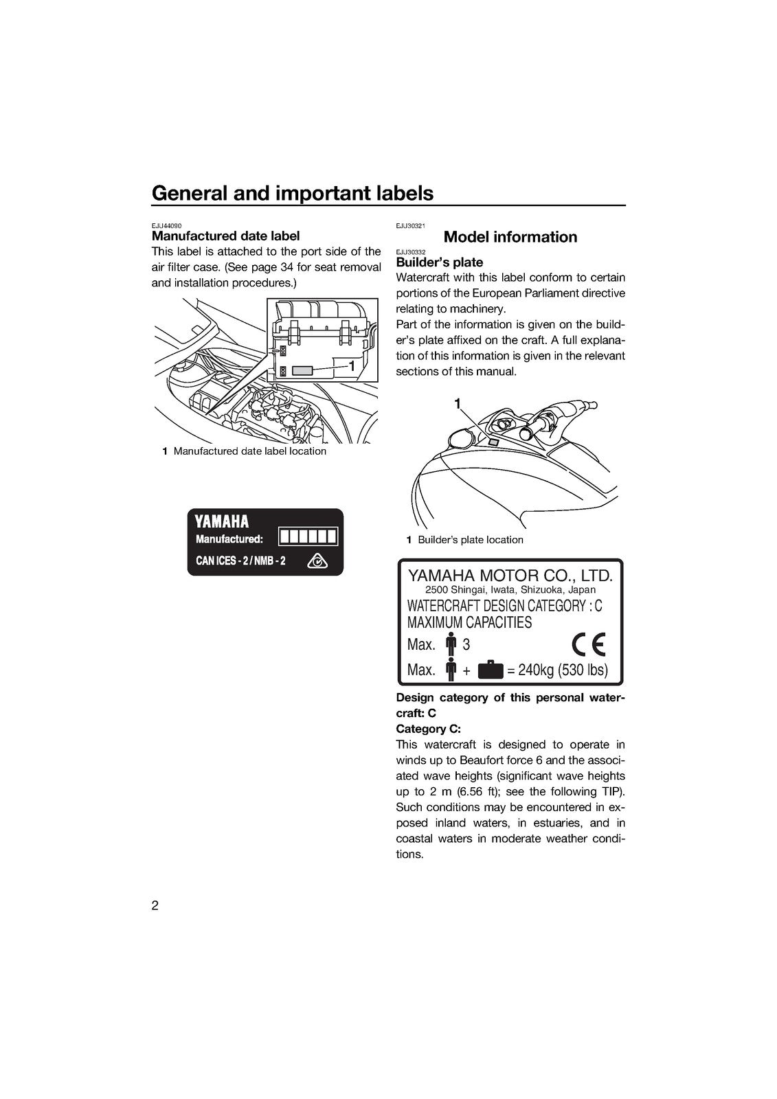 YAMAHA 2016 WaveRunner V1 V1 Sport Owners Operators Manual - WIRE BOUND - COVERS
