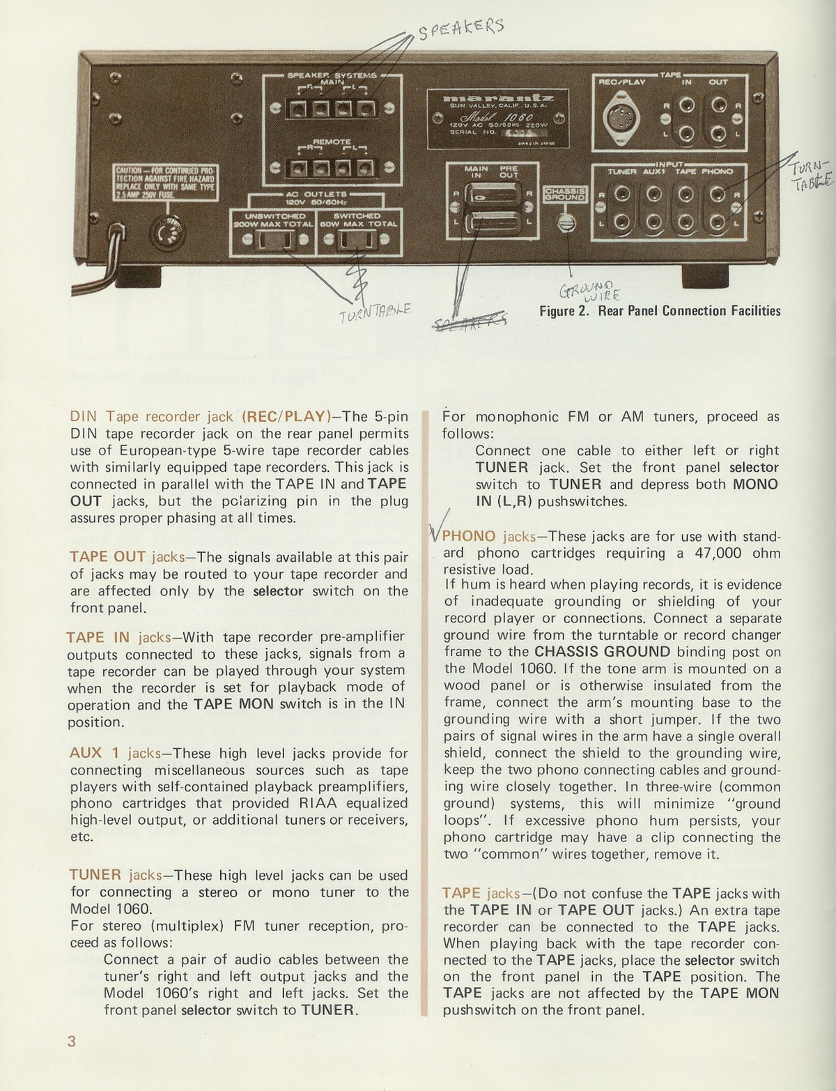 MARANTZ Model 1060 Console Stereo Amplifier Handbook Of Instructions Manual