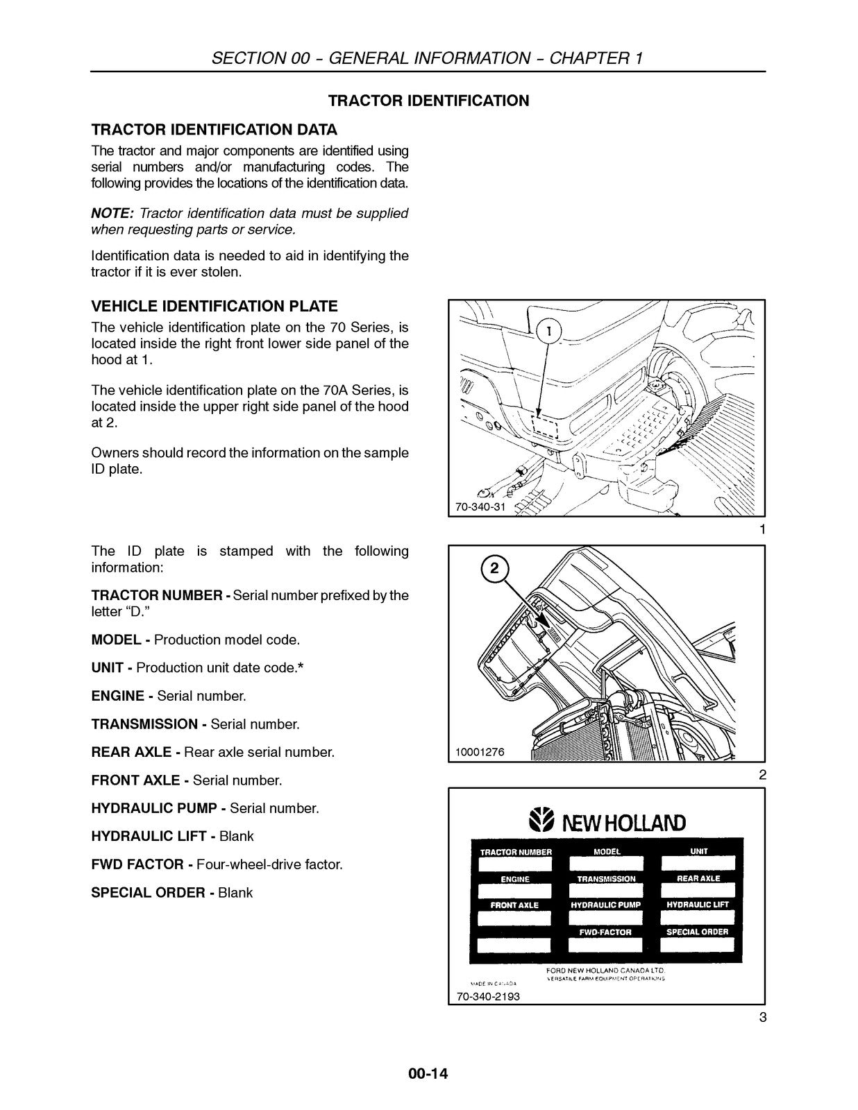 NEW HOLLAND 70 Series 70A Series Tractor Repair Manual 2002 - WIRE BOUND