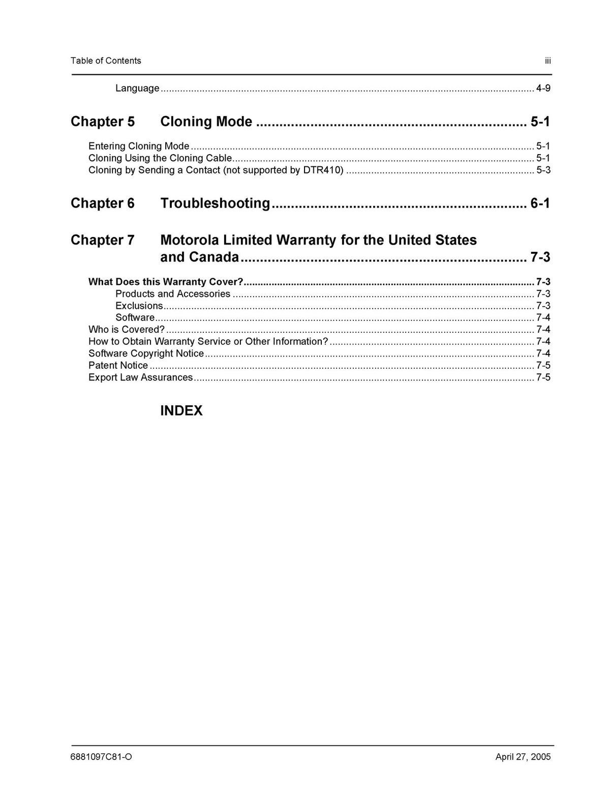 MOTOROLA DTR Series DTR410 DTR510 DTR610 Radio User Guide 2005 - WIRE BOUND