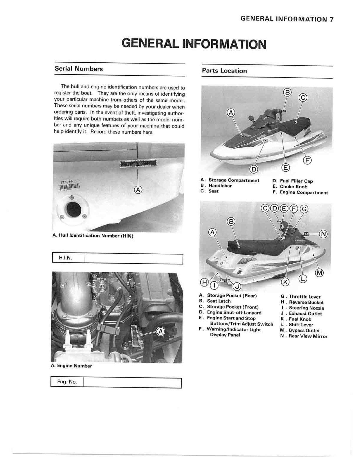 KAWASAKI JET SKI STS Owners Manual - STEEL WIRE BOUND - PROTECTIVE COVERS