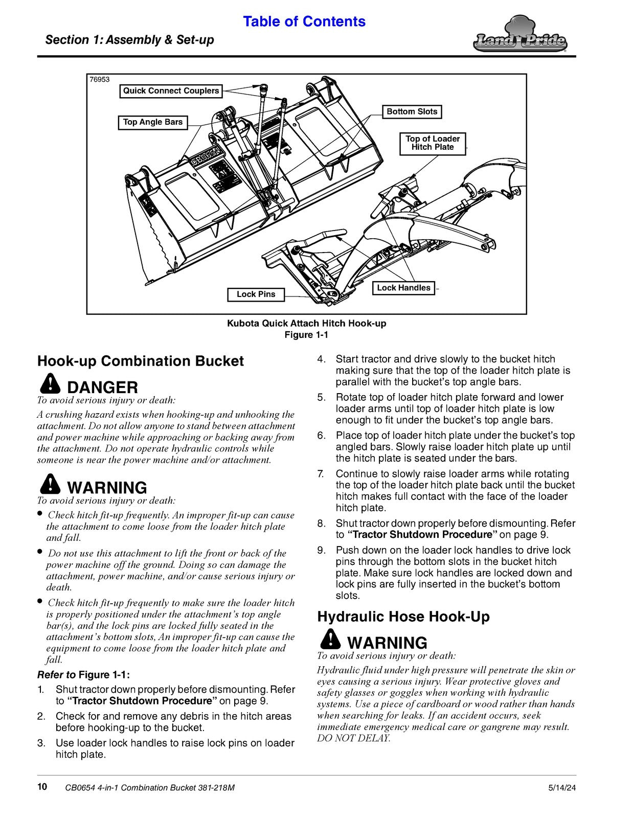 LAND PRIDE CB0654 Combo Buckets Operators Manual - WIRE BOUND - TOUGH COVERS