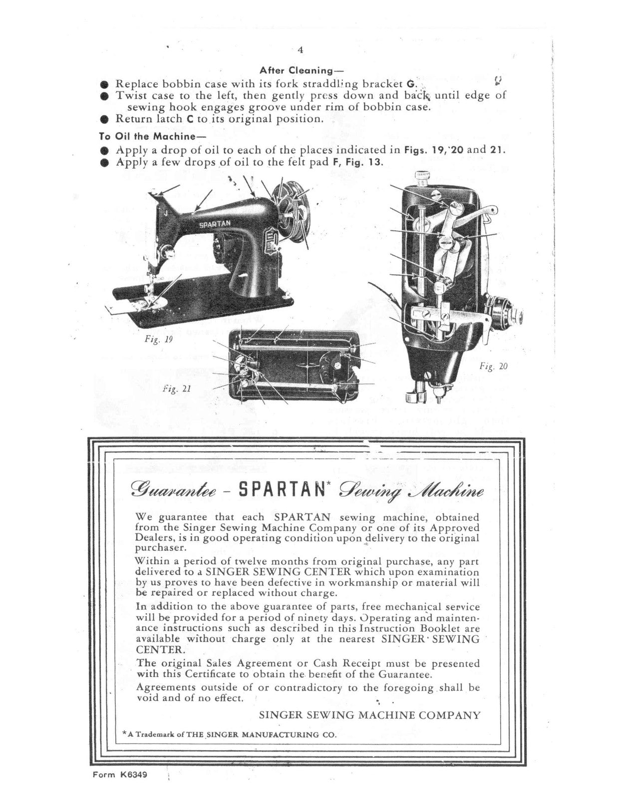 SINGER Spartan 192 Sewing Machine Instructions Manual - WIRE BOUND - COVERS