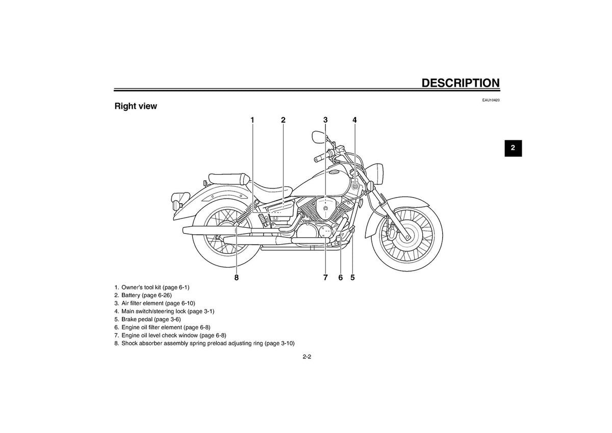 YAMAHA XVS250 Owners Manual 2003 - STEEL WIRE BOUND - PROTECTIVE COVERS