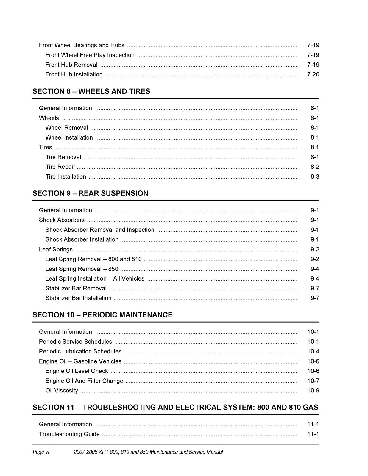 CLUB CAR XRT 800 810 850 Maintenance And Service Manual 2007-2008 - WIRE BOUND