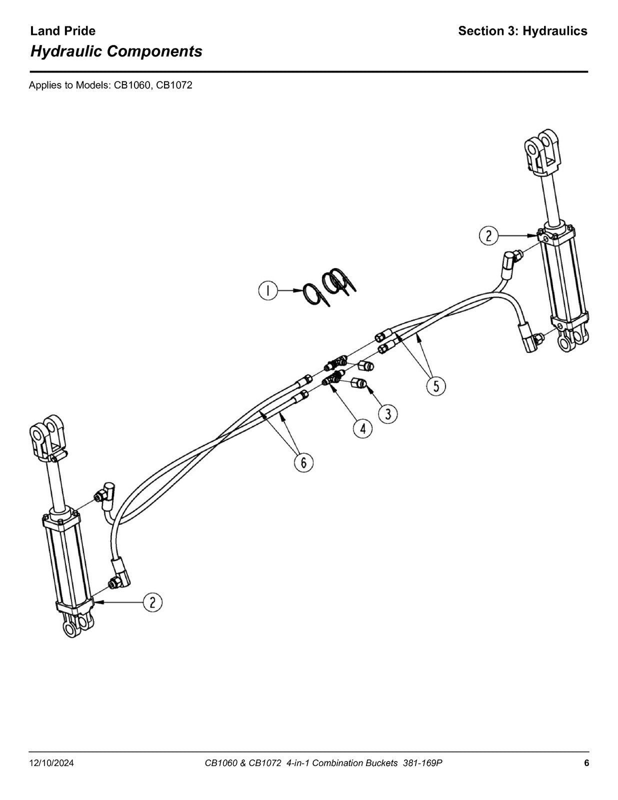LAND PRIDE CB10 Series Combination Bucket Parts Manual 2024 - WIRE BOUND