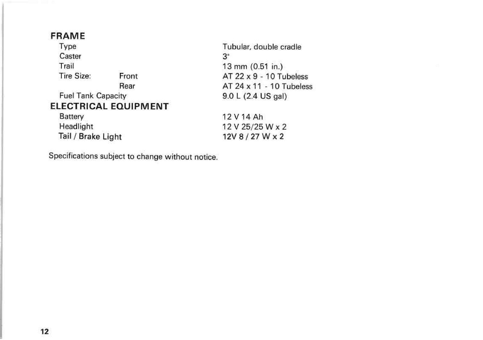 KAWASAKI Bayou 300 All Terrain Vehicle Owners Manual 2 - WIRE BOUND - COVERS