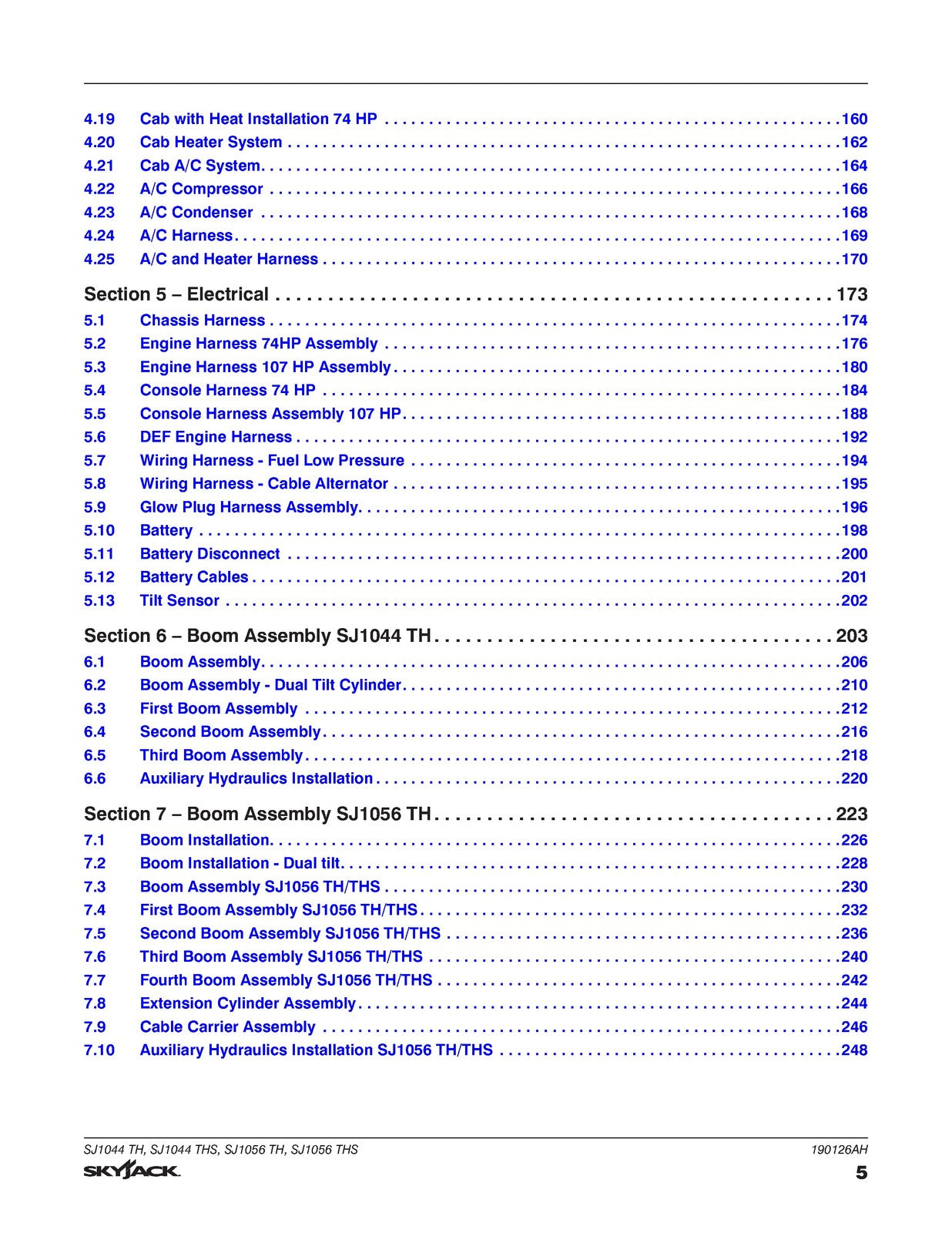 SKYJACK SJ1044 TH SJ1056 TH Telehandler Parts Manual 2021 - WIRE BOUND - COVERS
