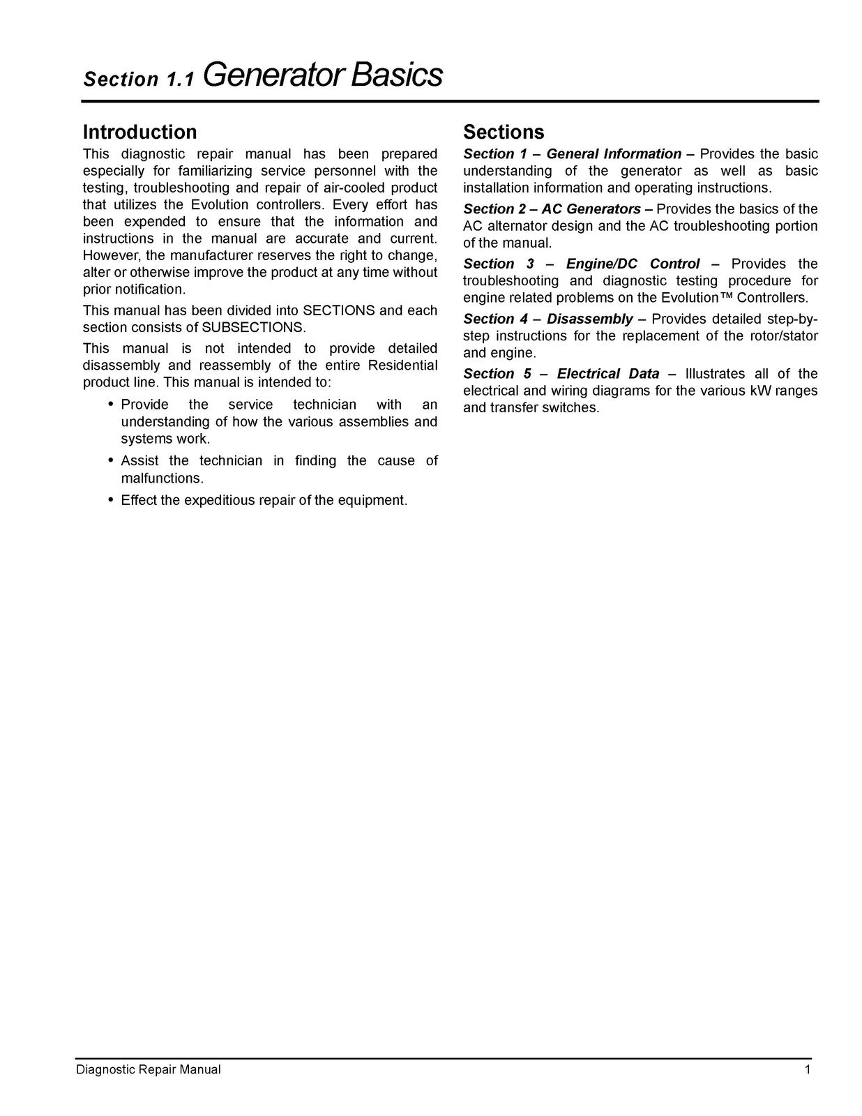 GENERAC  More Evolution and Evolution 2 Standby Generator Diagnostic Manual