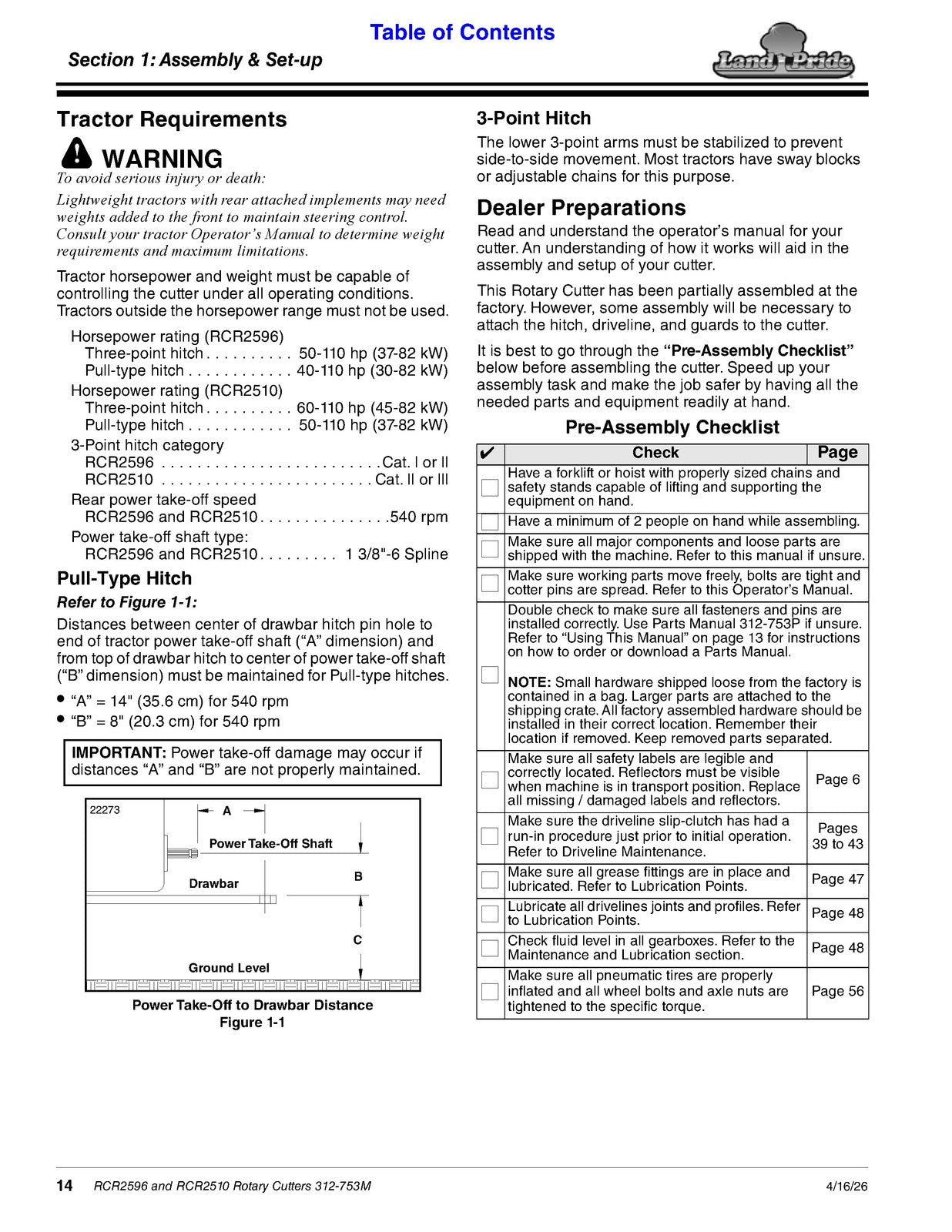 LAND PRIDE RCR2596 RCR2510 Rotary Cutters Operators Manual 2026 - WIRE BOUND