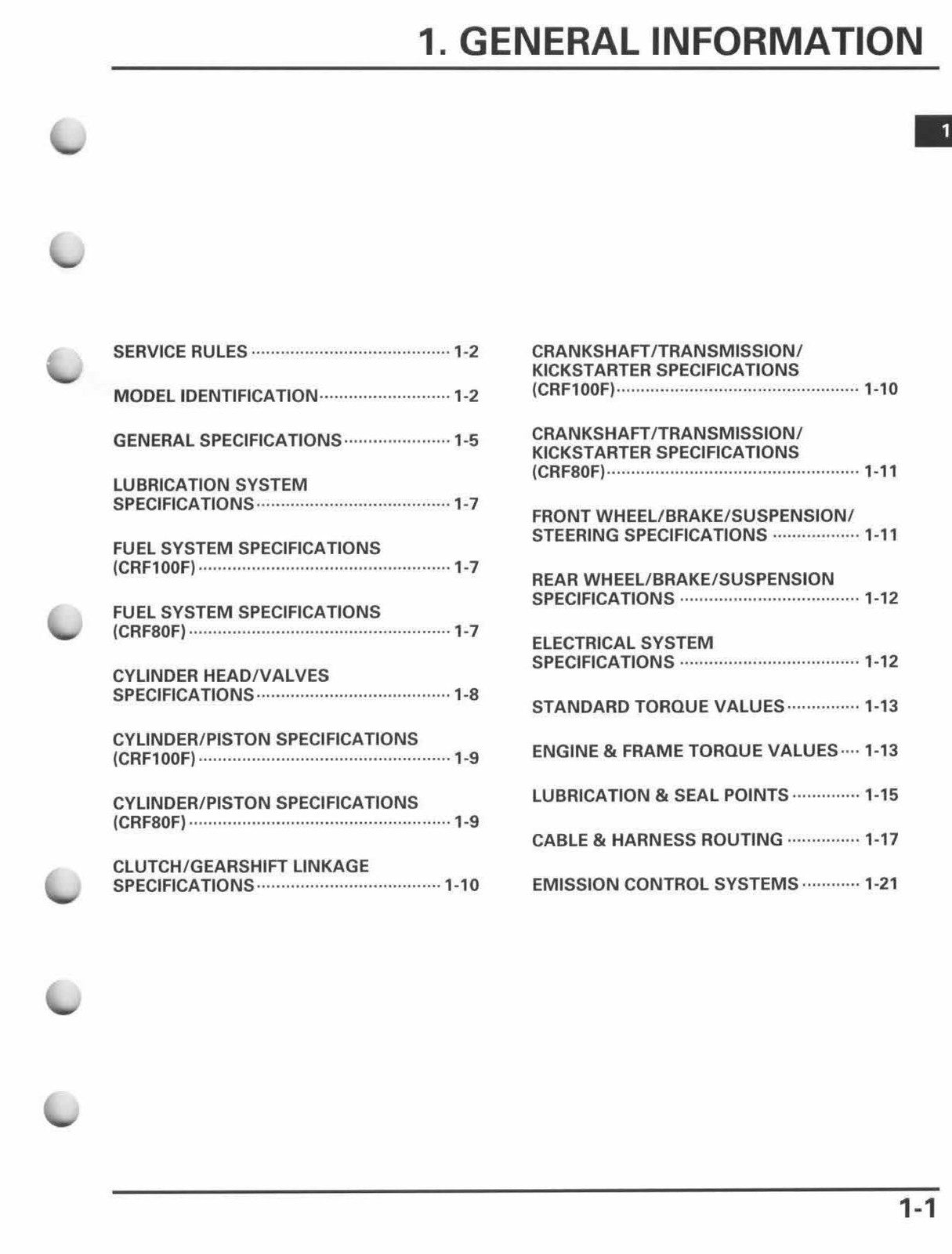 HONDA CRF80F CRF100F Motorcycle Service Manual 2004-2013 - WIRE BOUND - COVERS