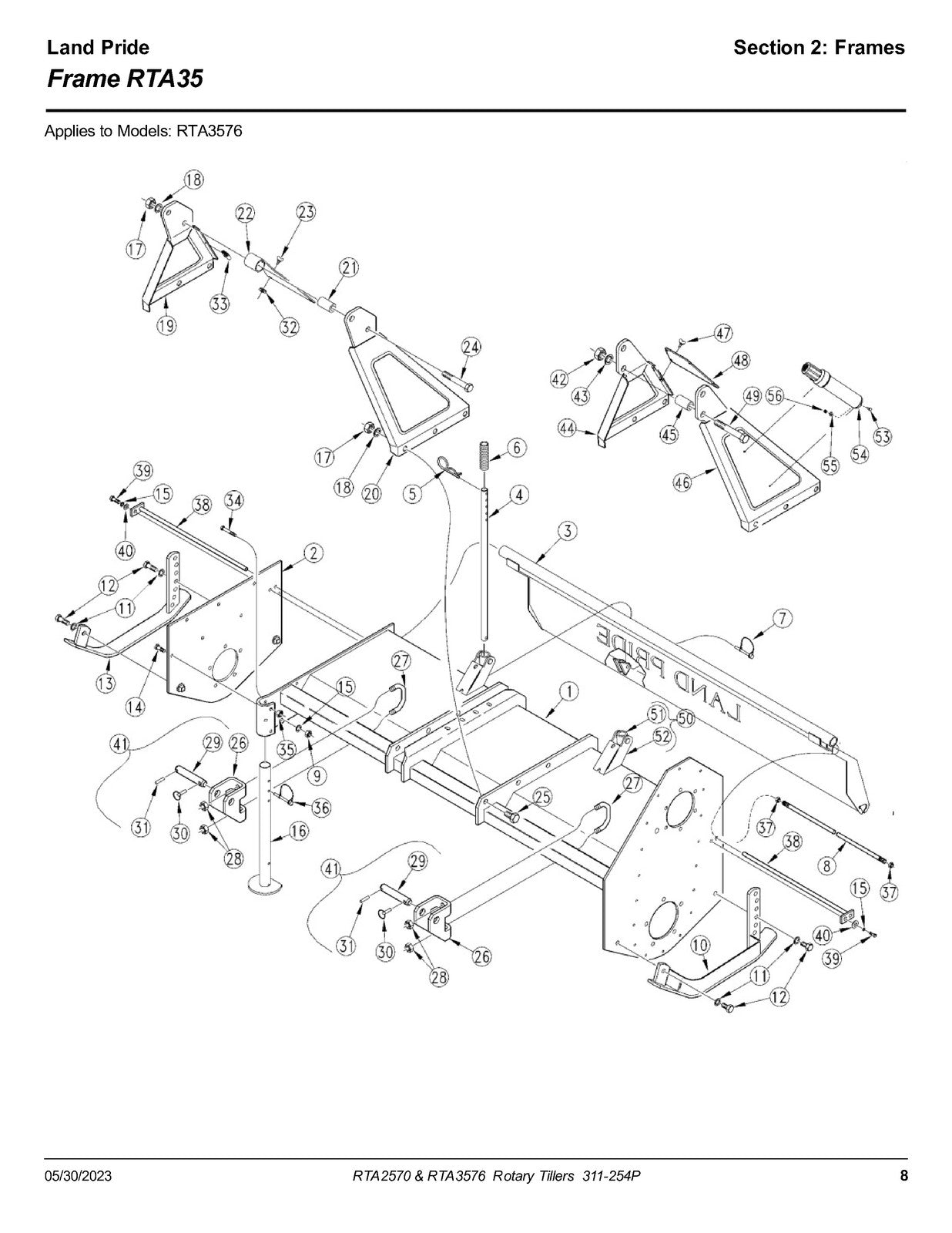 LAND PRIDE RTA2570 Forward Rotation Rotary Tillers Parts Manual 2023 - BOUND