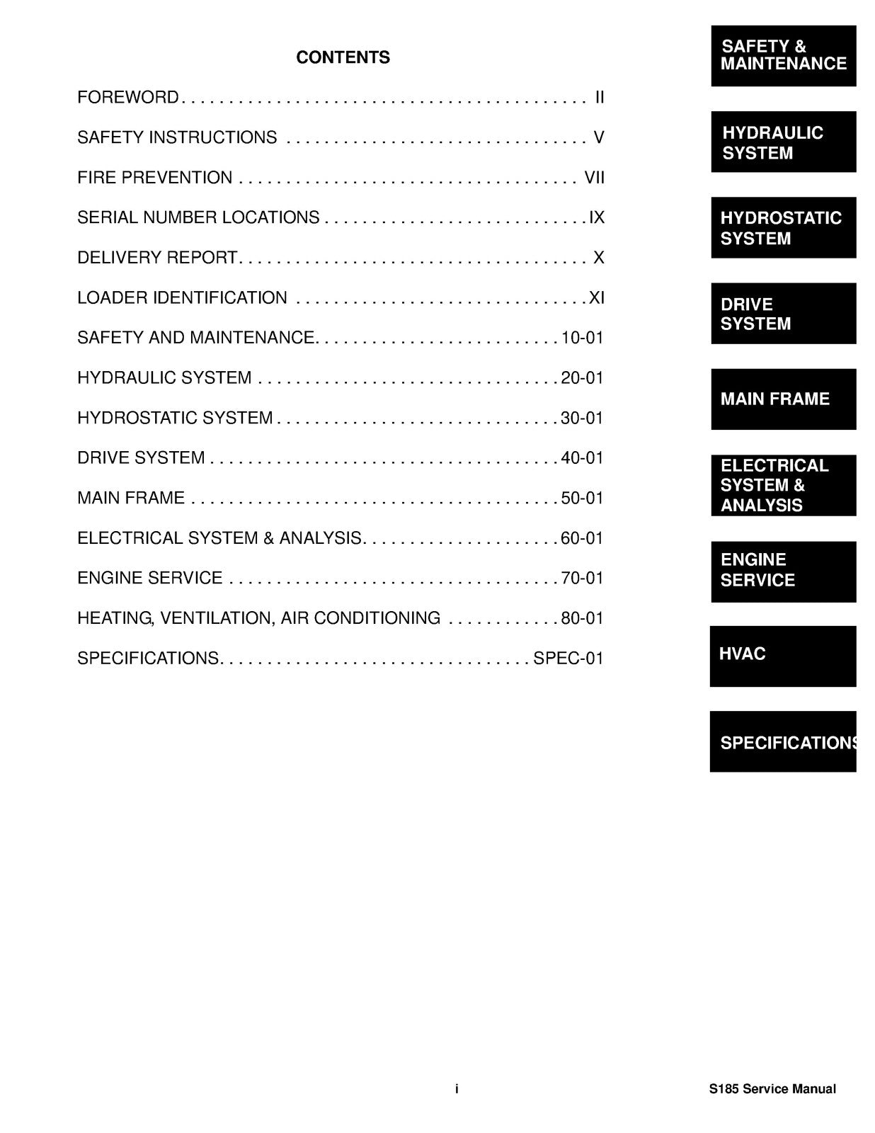 BOBCAT S185 Skid-Steer Loader Service Manual SN 530360001 and Up, FOLDOUTS