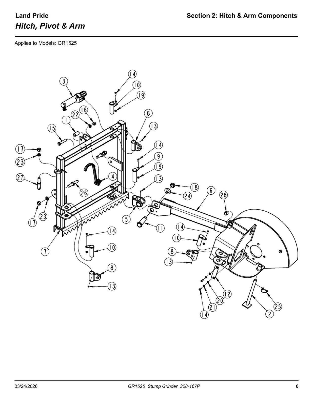 LAND PRIDE GR15 Series Stump Grinder Parts Manual 2026 - WIRE BOUND - COVERS