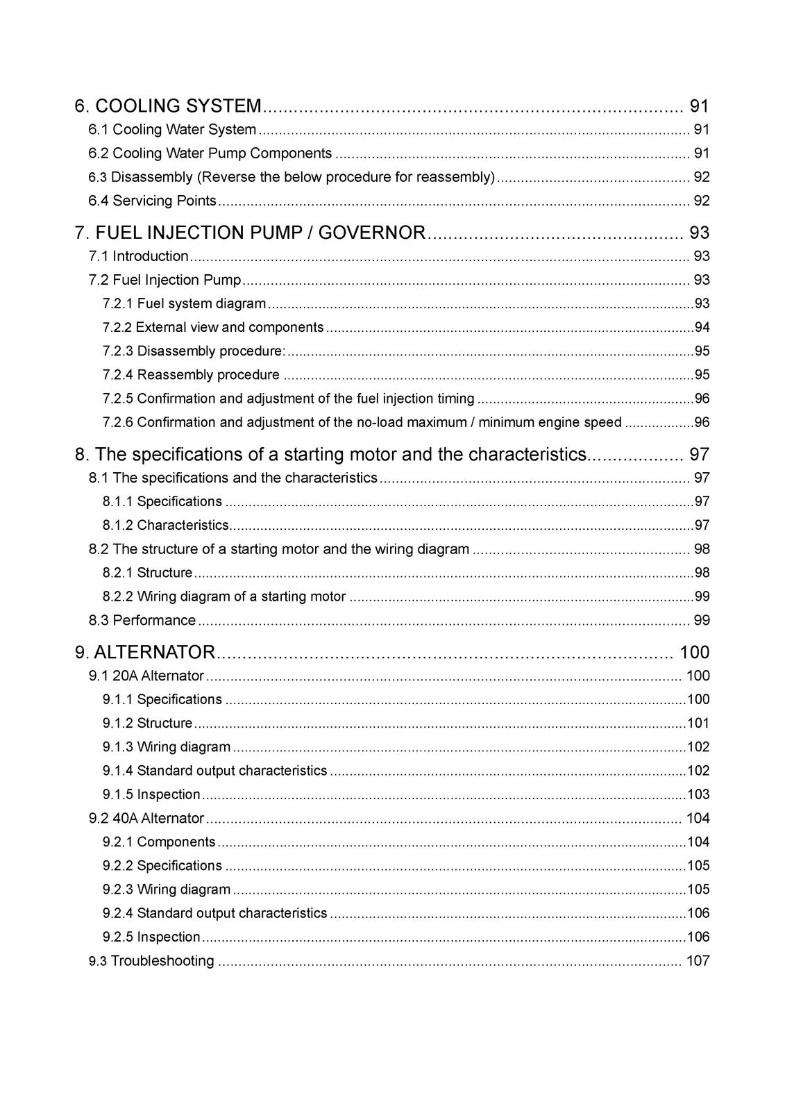 YANMAR 2TNV 3TNV Series IDI Industrial Engine Service Manual 2003, FOLDOUTS
